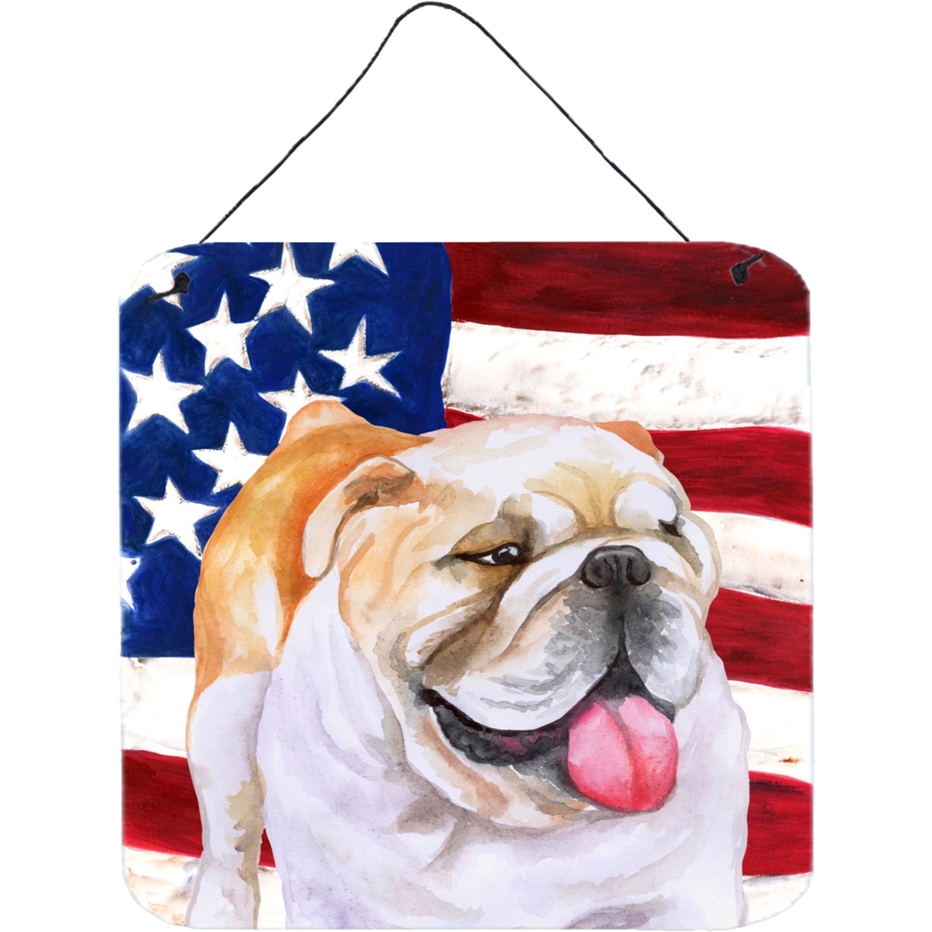 &quotCaroline's Treasures English Bulldog Patriotic Metal Print, 6h x 6w, USA American Flag"