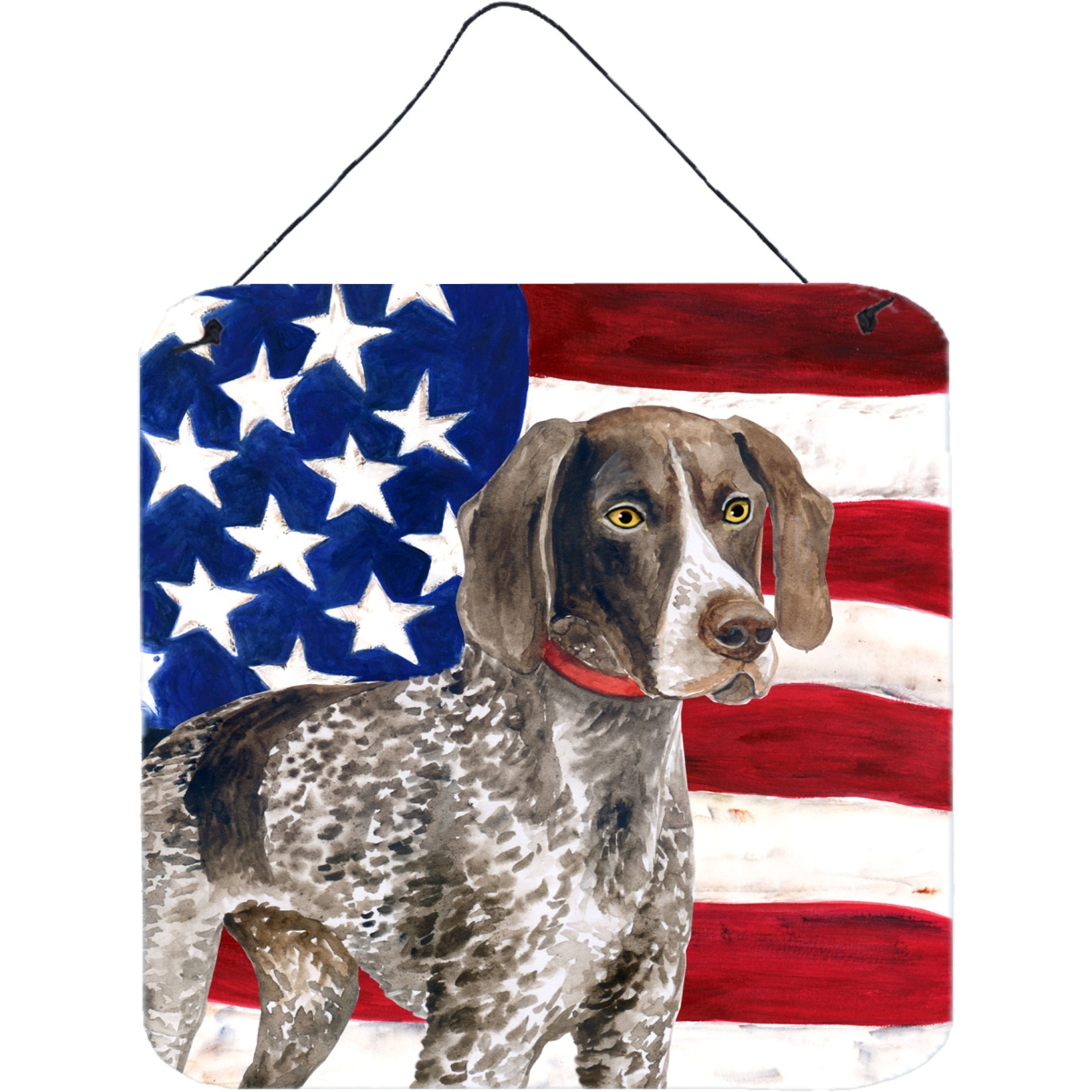 &quotCaroline's Treasures German Shorthaired Pointer Patriotic Metal Print, 6h x 6w, USA American Flag"