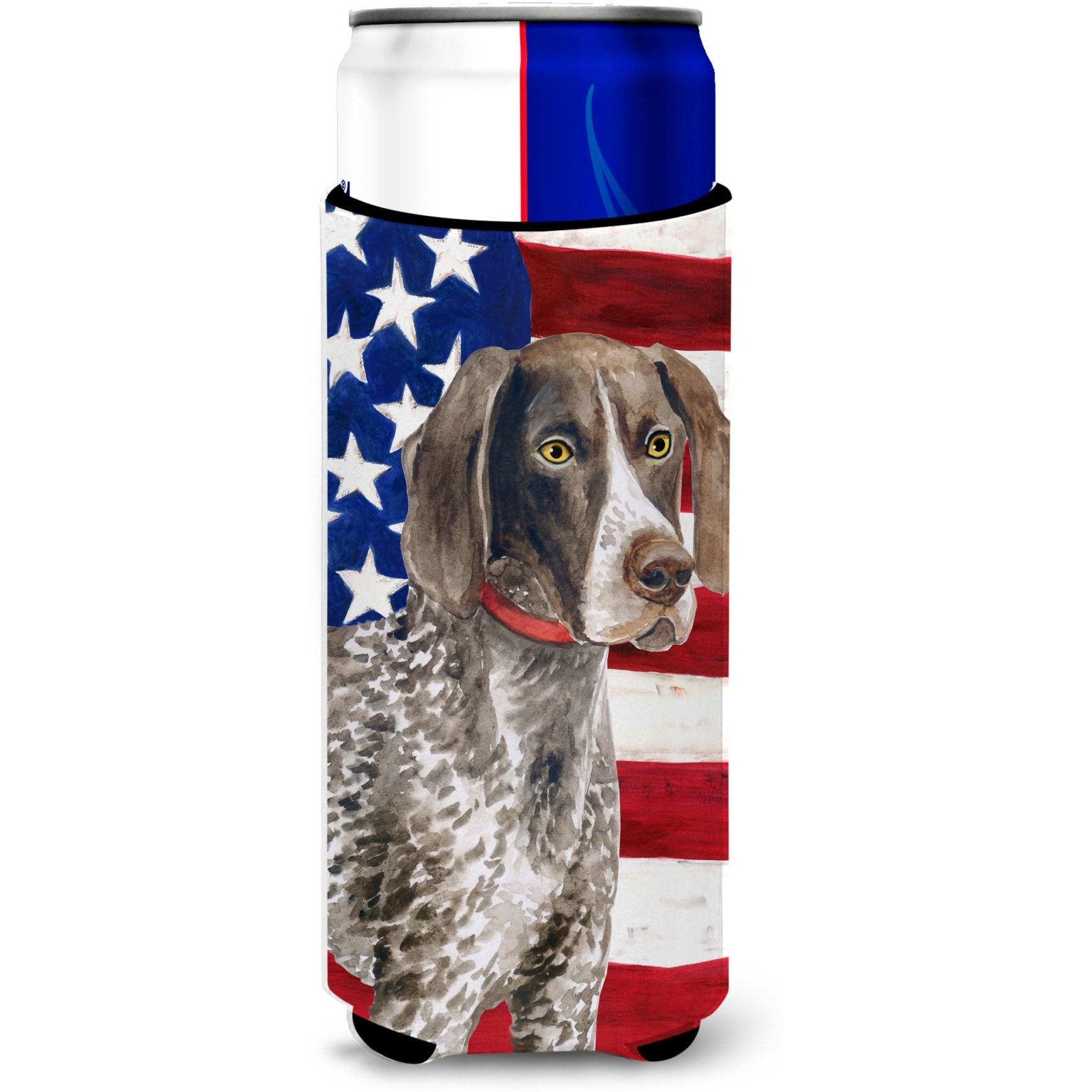 &quotCaroline's Treasures German Shorthaired Pointer Patriotic Decorative Can Hugger, Slim, Multicolor"