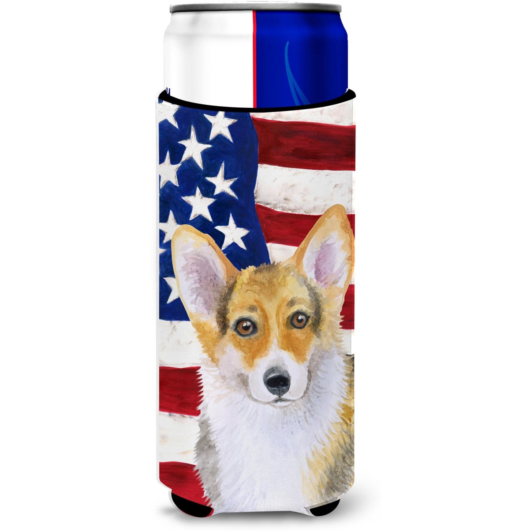 &quotCaroline's Treasures Pembroke Corgi Patriotic Decorative Can Hugger, Slim, Multicolor"
