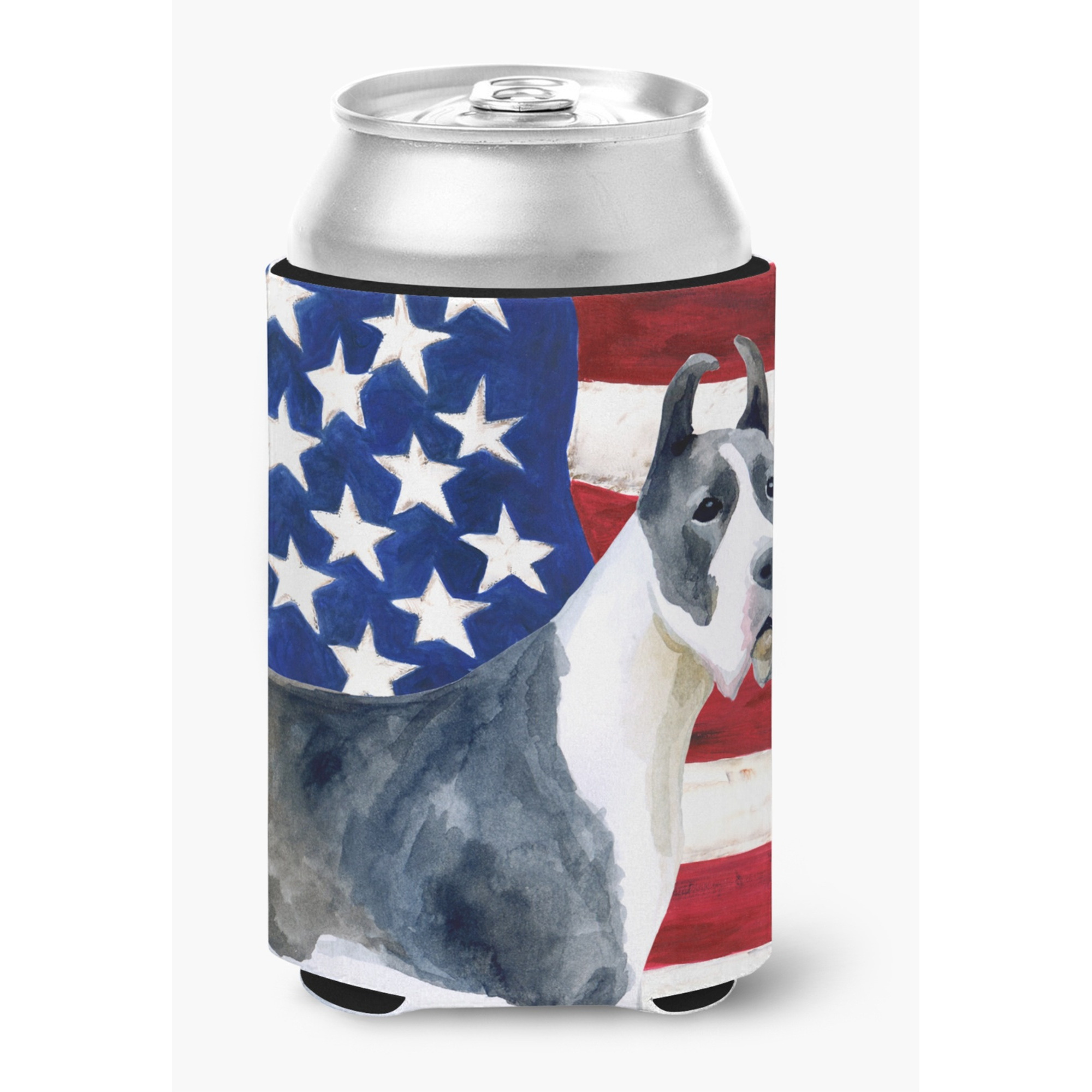 &quotCaroline's Treasures Harlequin Dane Patriotic Decorative Can Hugger, Multicolor"
