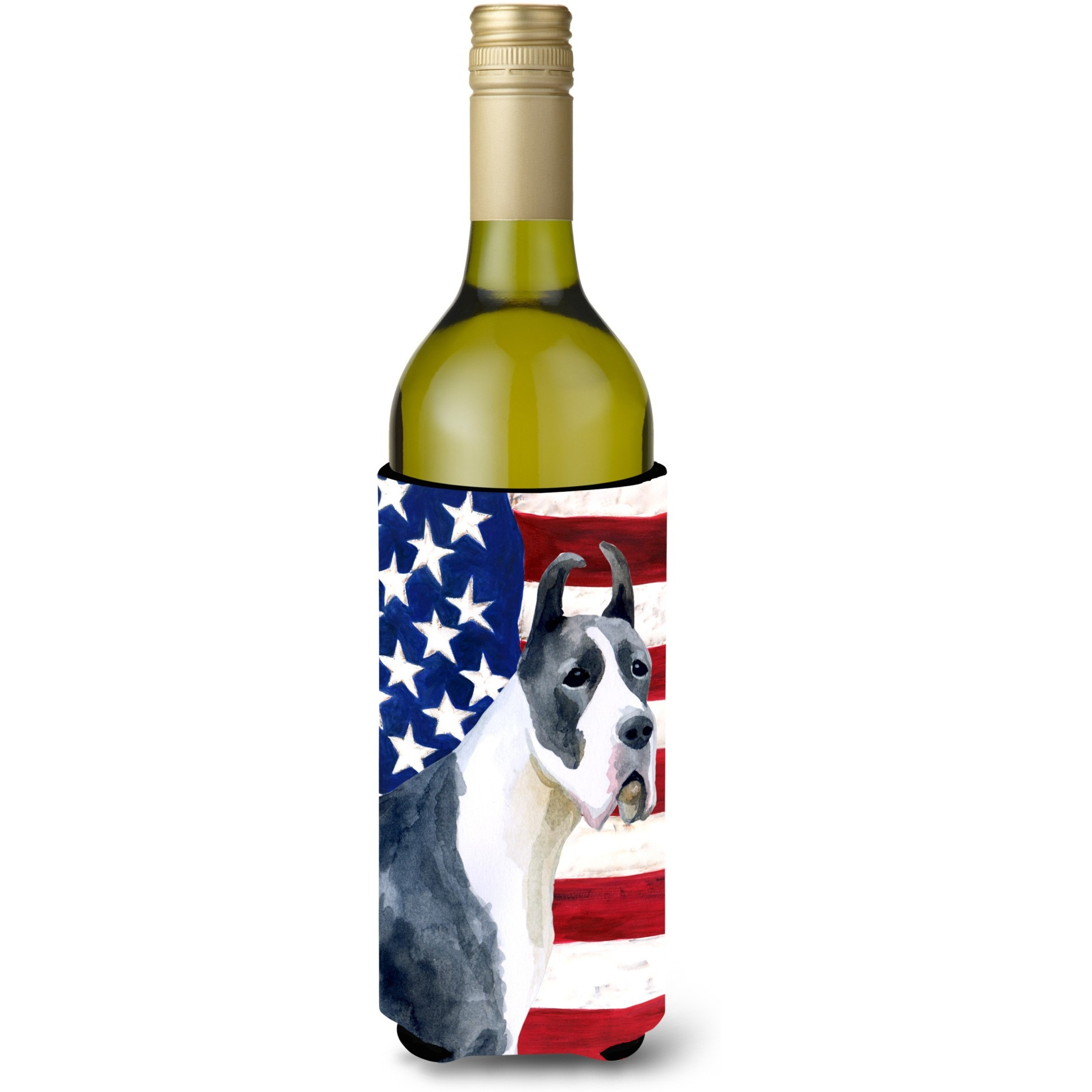 &quotCaroline's Treasures Harlequin Dane Patriotic Decorative Bottle Hugger, 750ml, Multicolor"