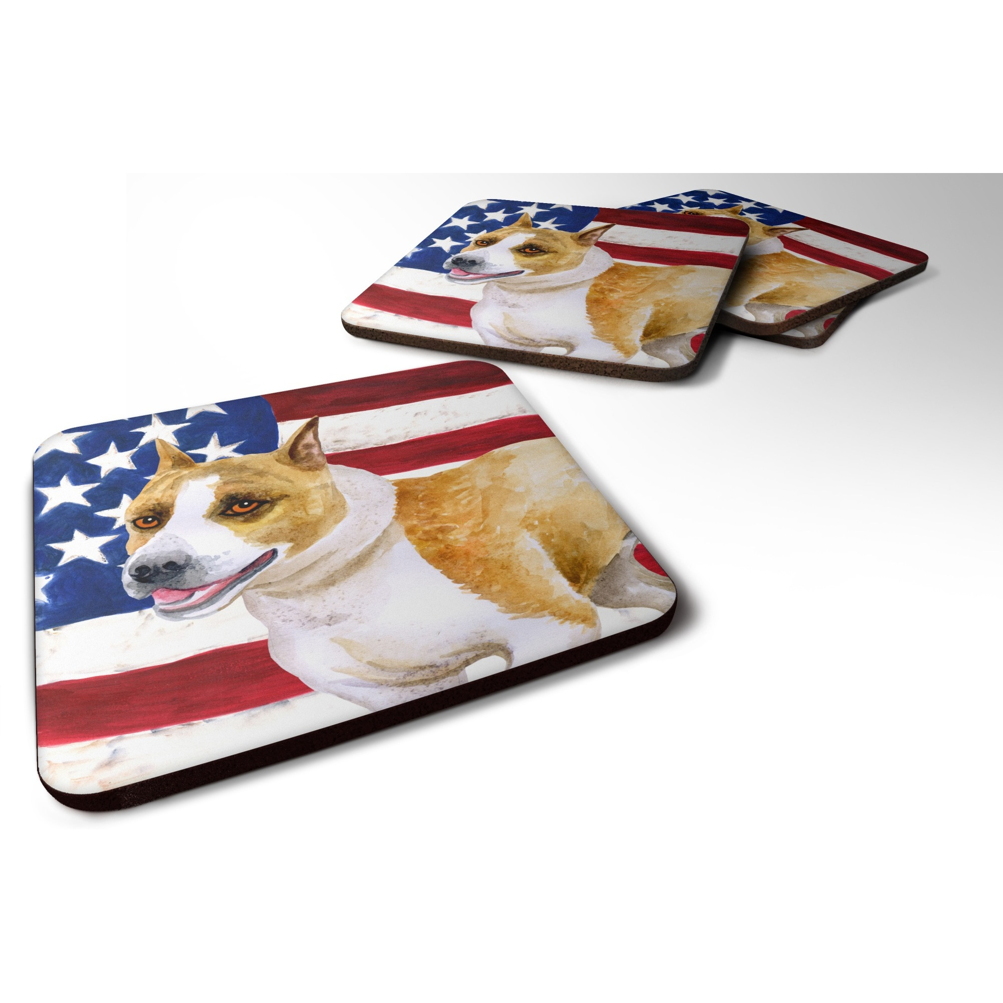 &quotCaroline's Treasures American Staffordshire Patriotic Decorative coasters, Multicolor"