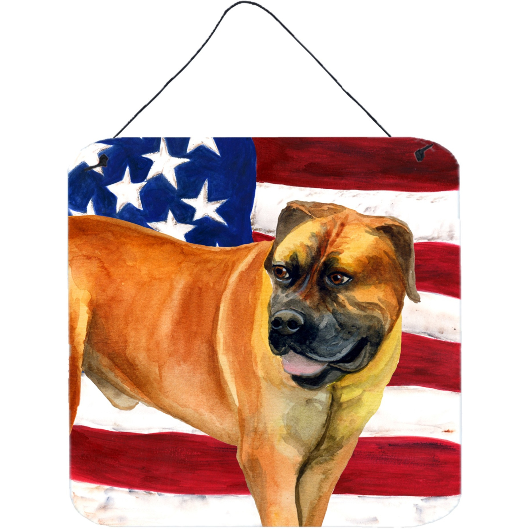 &quotCaroline's Treasures Boerboel Mastiff Patriotic Metal Print, 6h x 6w, USA American Flag"