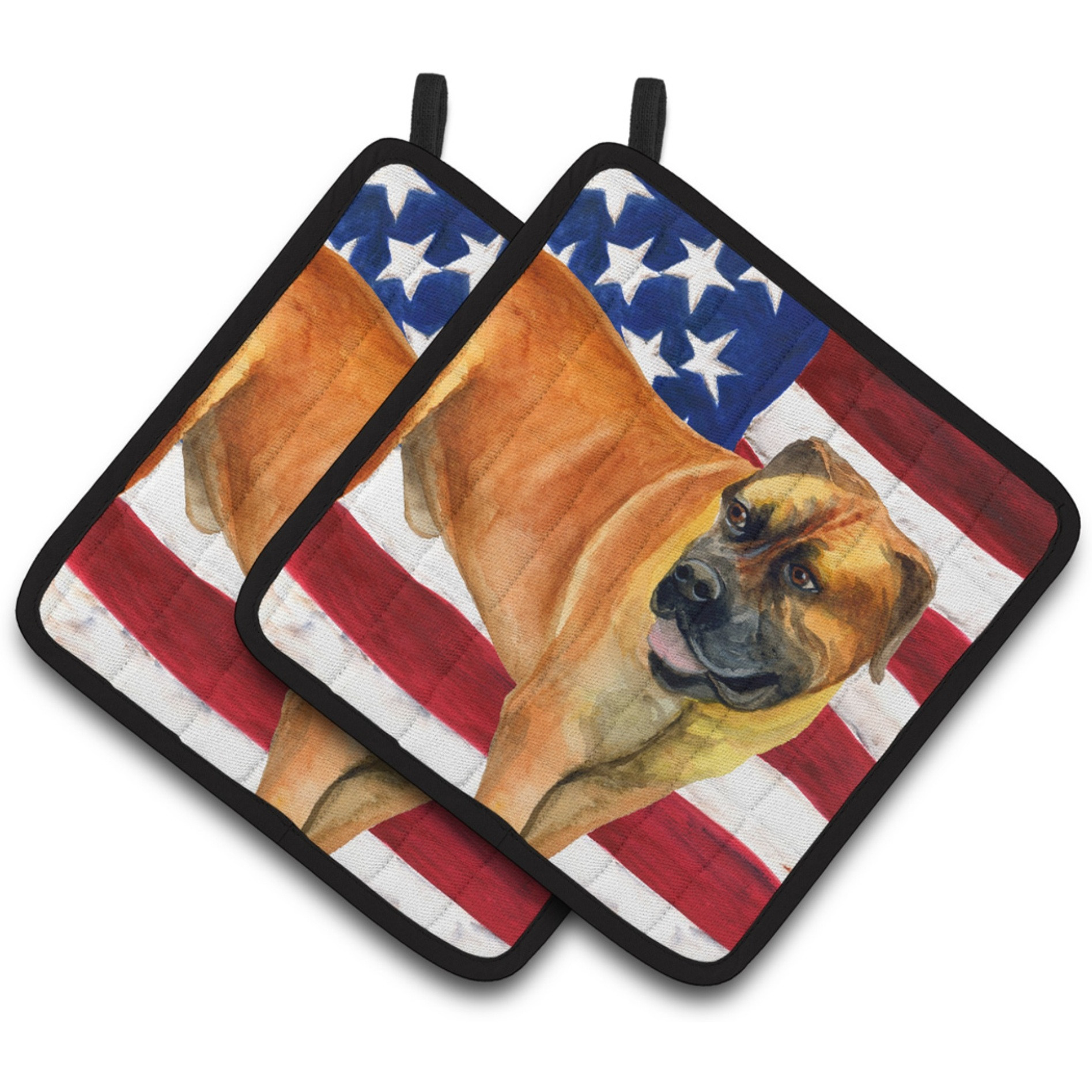 &quotCaroline's Treasures Boerboel Mastiff Patriotic Decorated pot holder, 7.5H x 7.5W, USA American Flag"