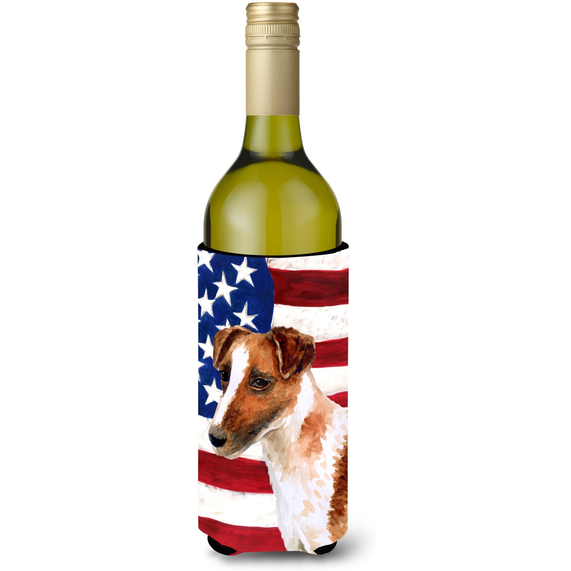 &quotCaroline's Treasures Smooth Fox Terrier Patriotic Decorative Bottle Hugger, 750ml, Multicolor"