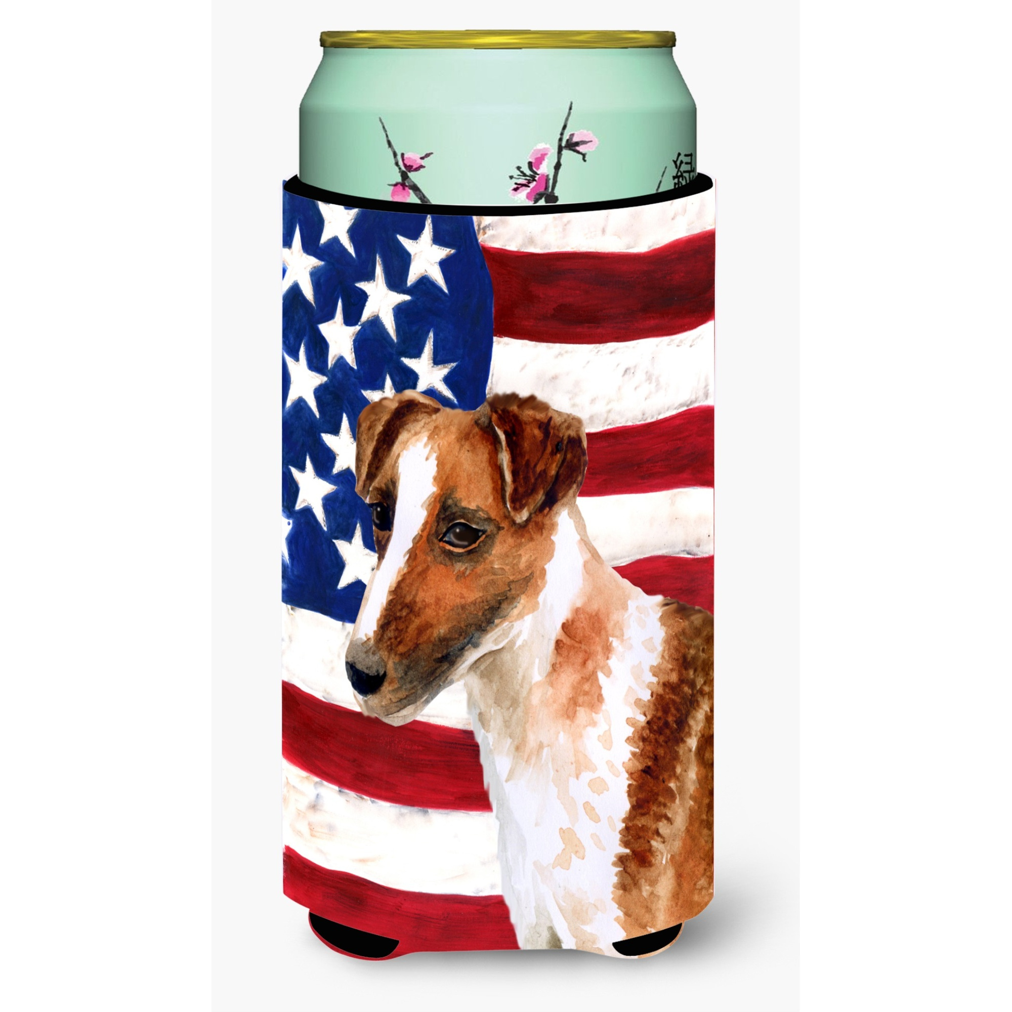 &quotCaroline's Treasures Smooth Fox Terrier Patriotic Decorative Can Hugger, Tall Boy, Multicolor"