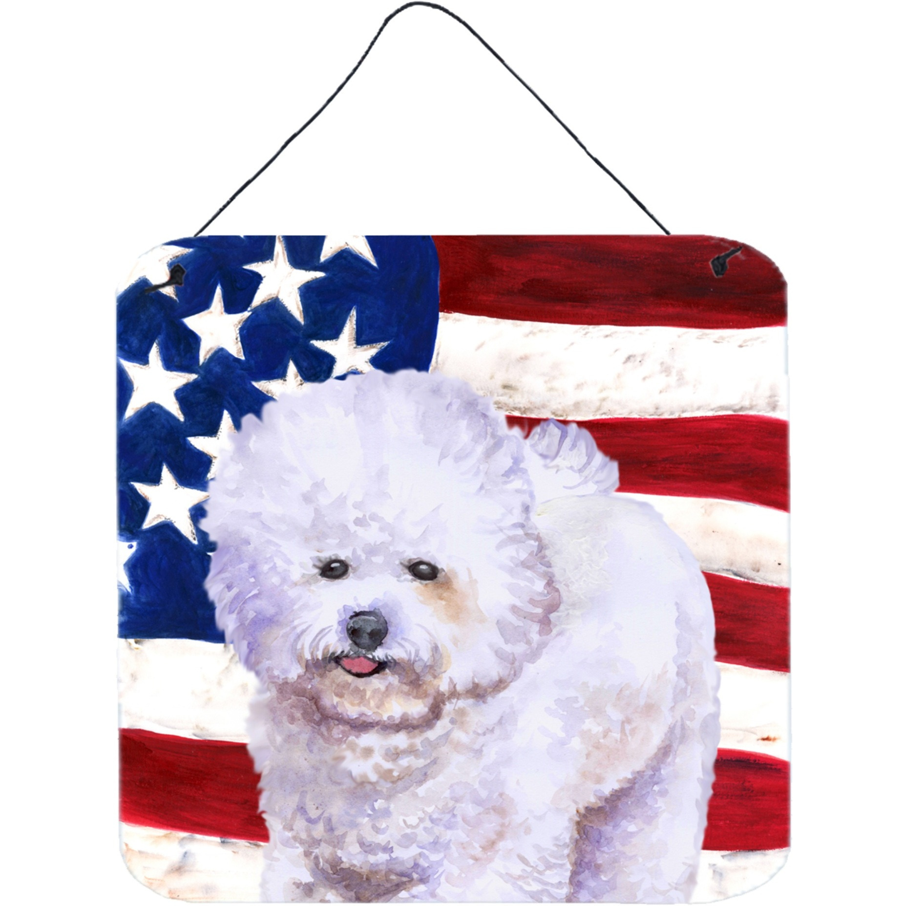 &quotCaroline's Treasures Bichon Frise Patriotic Metal Print, 6h x 6w, USA American Flag"