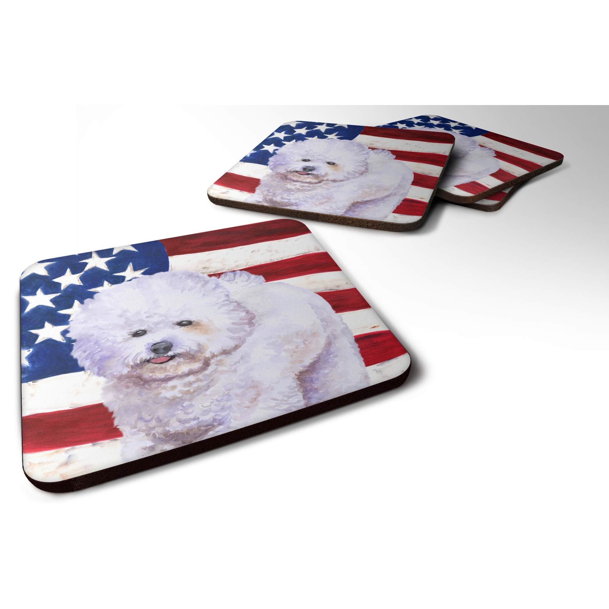 &quotCaroline's Treasures Bichon Frise Patriotic Decorative coasters, Multicolor"