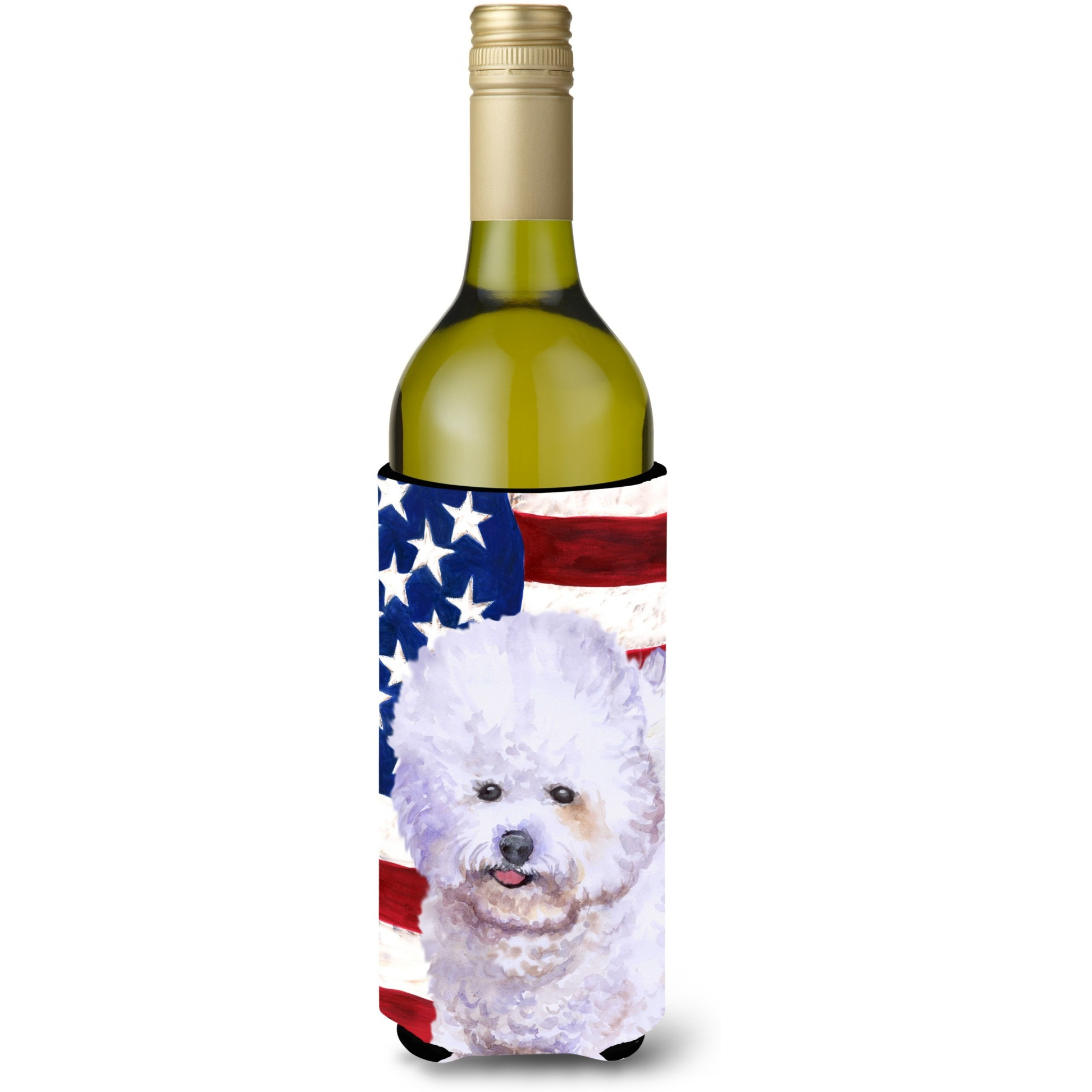 &quotCaroline's Treasures Bichon Frise Patriotic Decorative Bottle Hugger, 750ml, Multicolor"