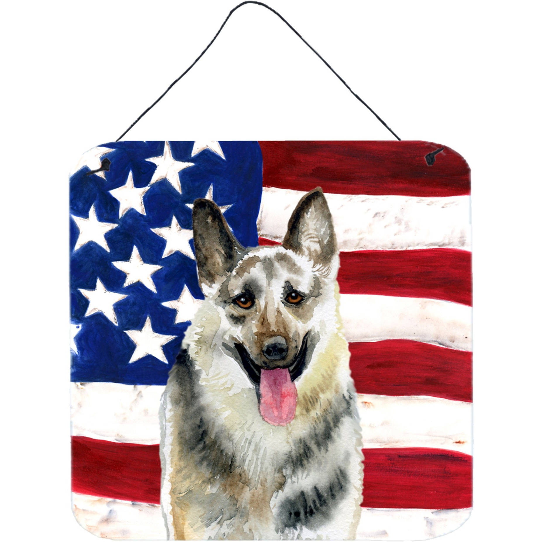 &quotCaroline's Treasures East-European Shepherd Patriotic Metal Print, 6h x 6w, USA American Flag"