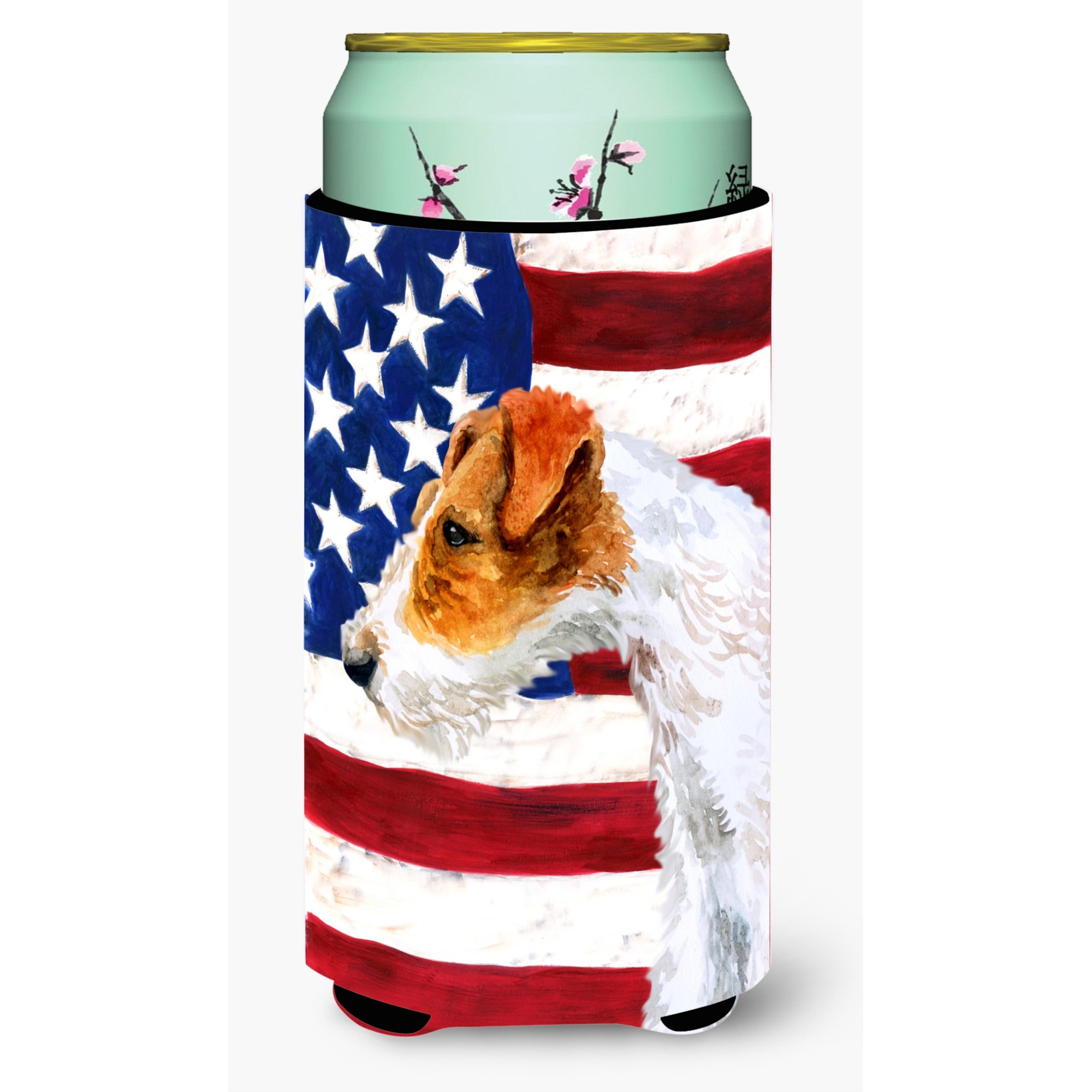 &quotCaroline's Treasures Fox Terrier Patriotic Decorative Can Hugger, Tall Boy, Multicolor"