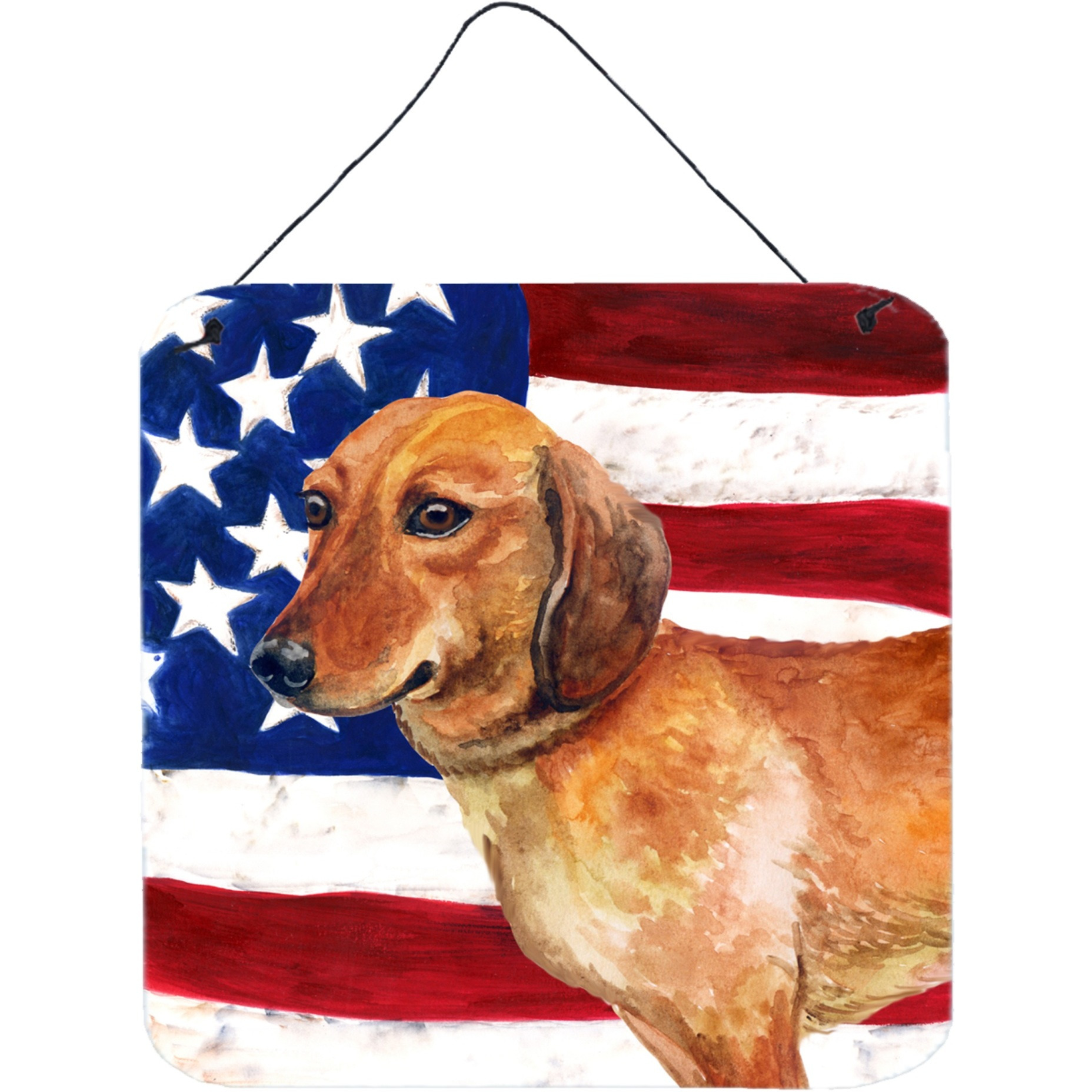 &quotCaroline's Treasures Dachshund Patriotic Metal Print, 6h x 6w, USA American Flag"