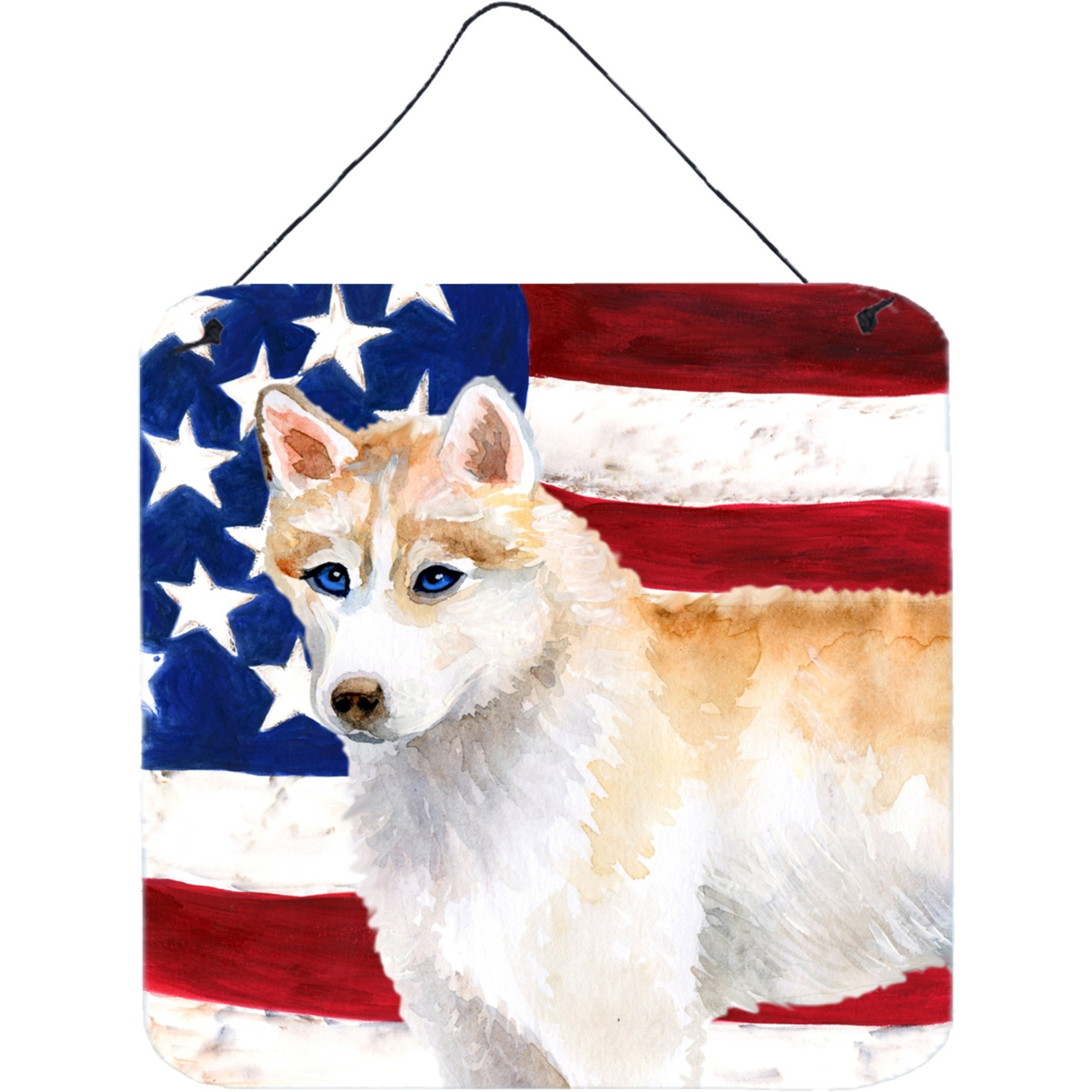 &quotCaroline's Treasures Siberian Husky Patriotic Metal Print, 6h x 6w, USA American Flag"