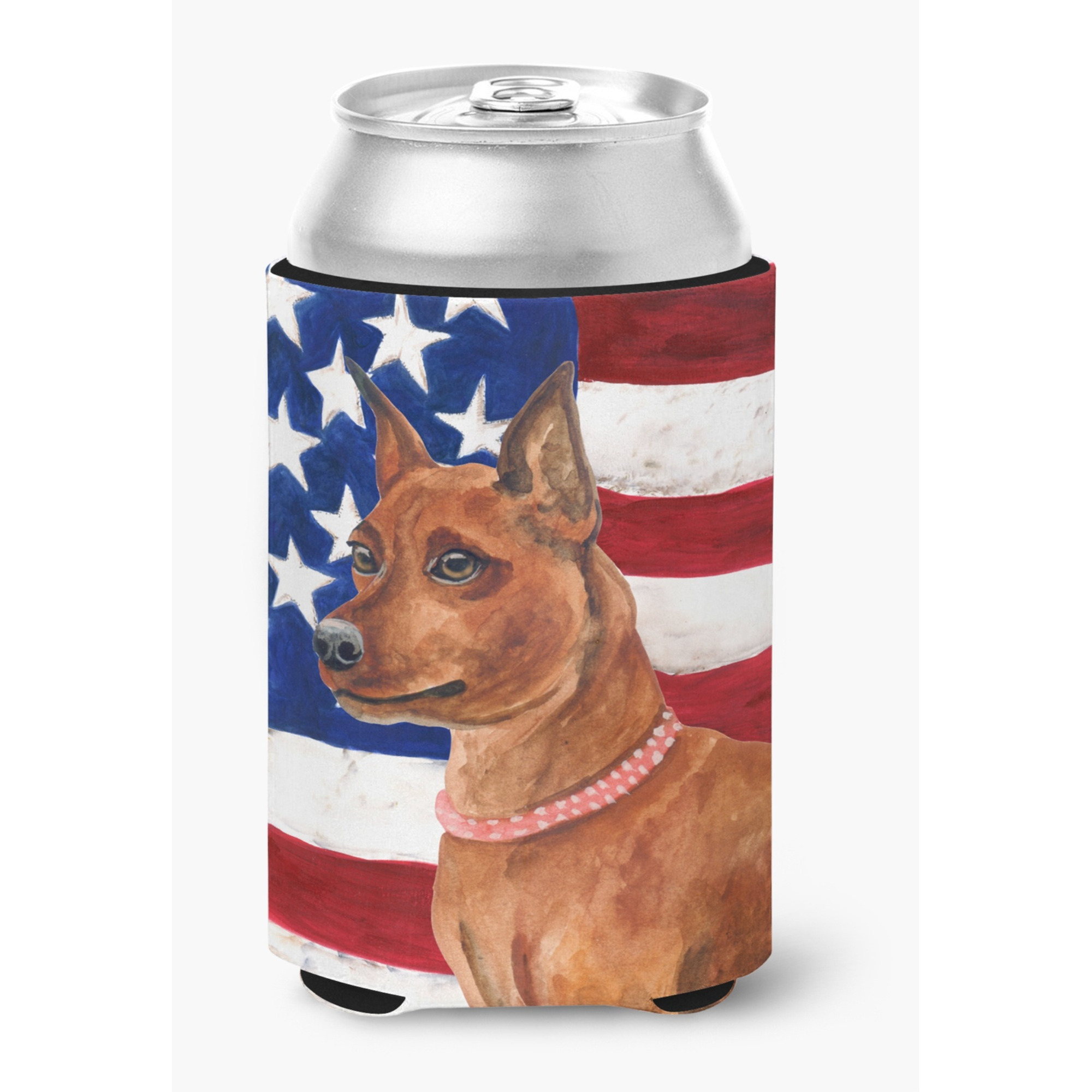 &quotCaroline's Treasures Miniature Pinscher Patriotic Decorative Can Hugger, Multicolor"