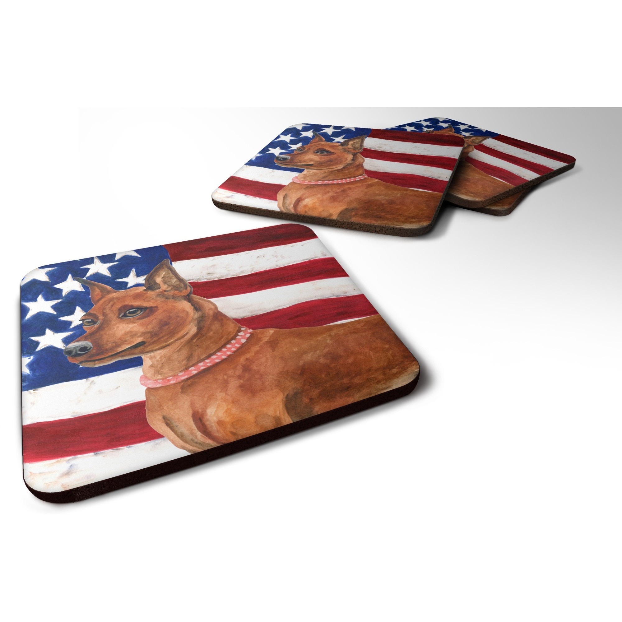 &quotCaroline's Treasures Miniature Pinscher Patriotic Decorative coasters, Multicolor"