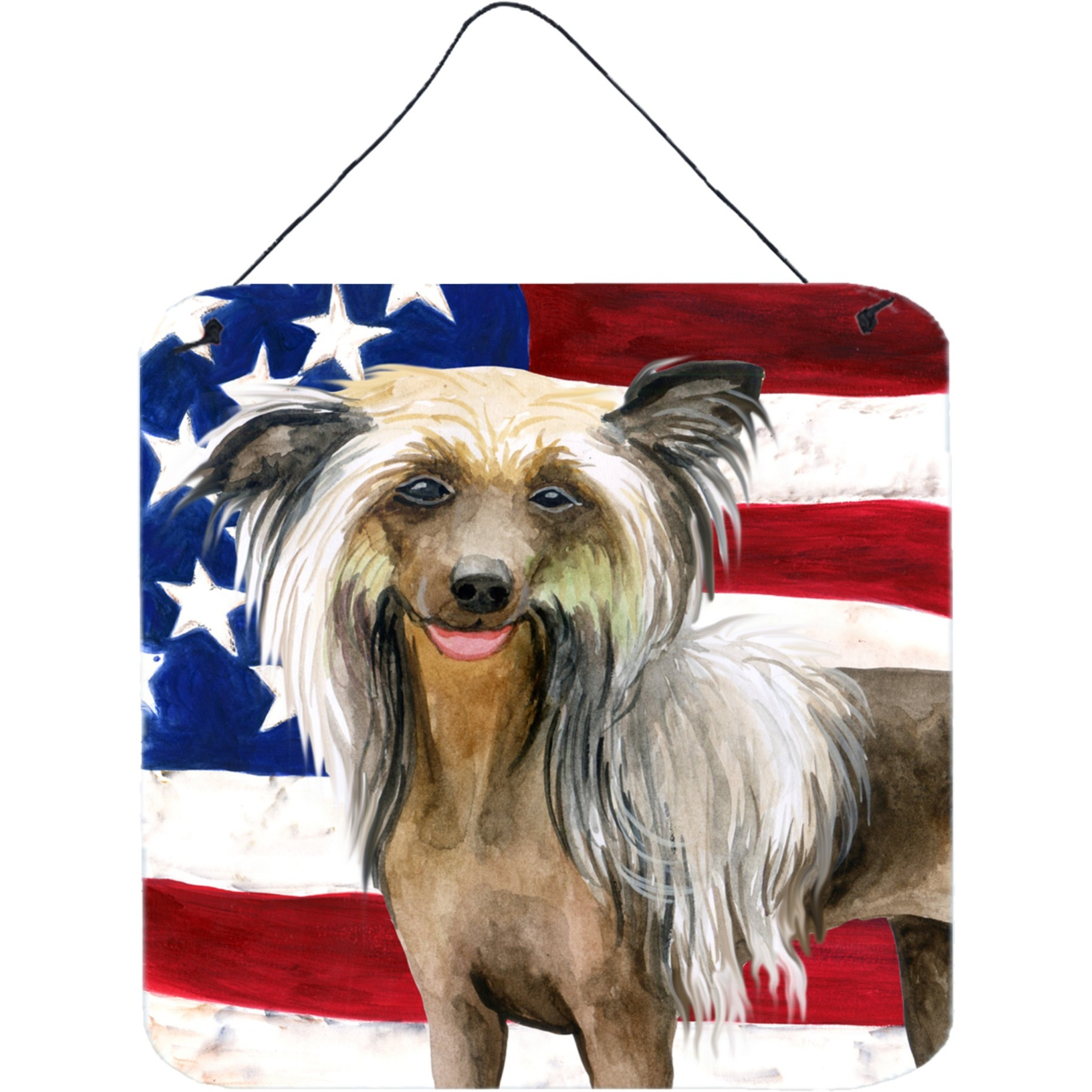 &quotCaroline's Treasures Chinese Crested Patriotic Metal Print, 6h x 6w, USA American Flag"
