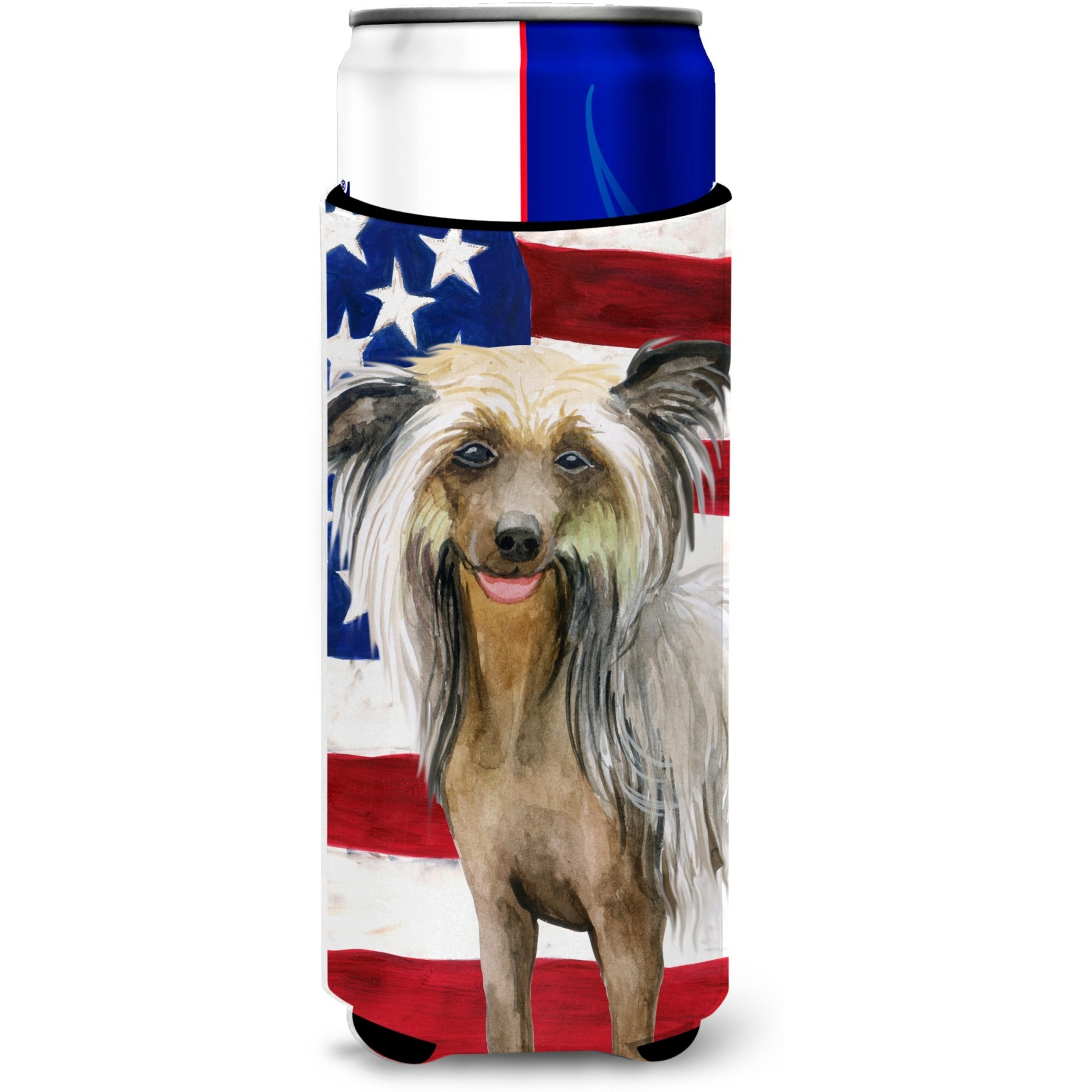 &quotCaroline's Treasures Chinese Crested Patriotic Decorative Can Hugger, Slim, Multicolor"