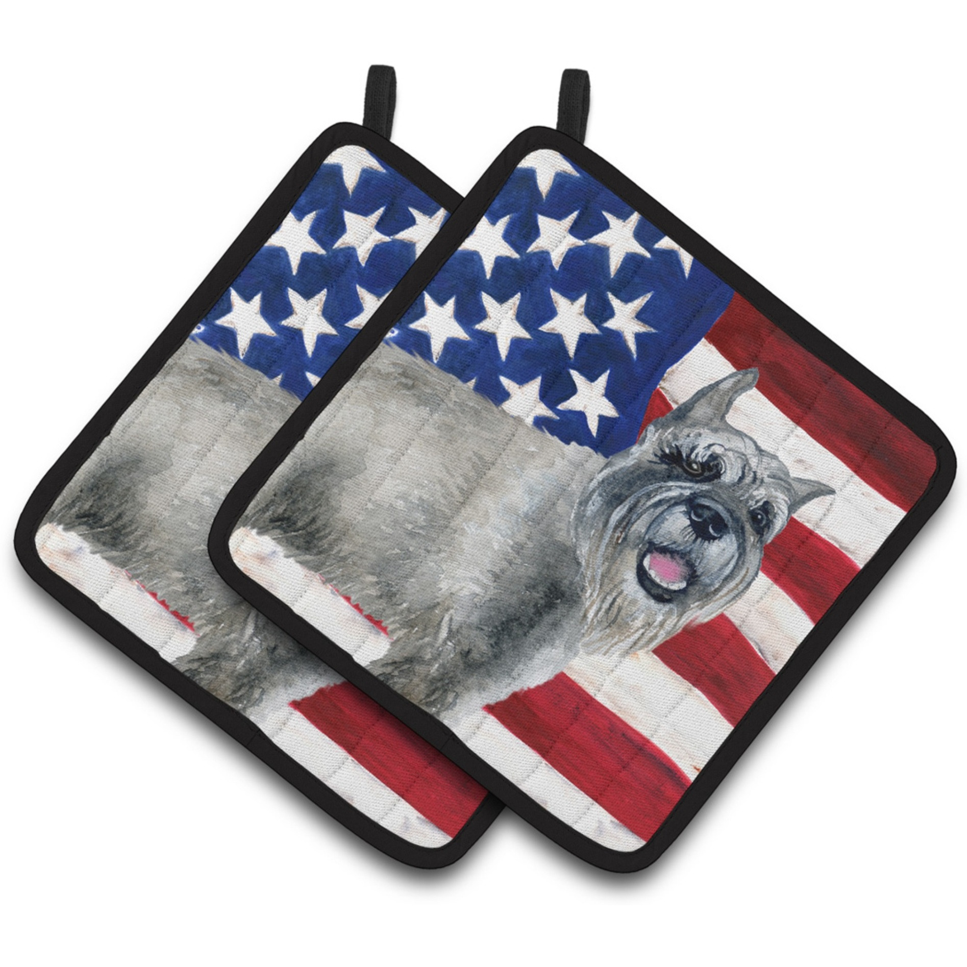 &quotCaroline's Treasures Schnauzer Patriotic Decorated pot holder, 7.5H x 7.5W, USA American Flag"