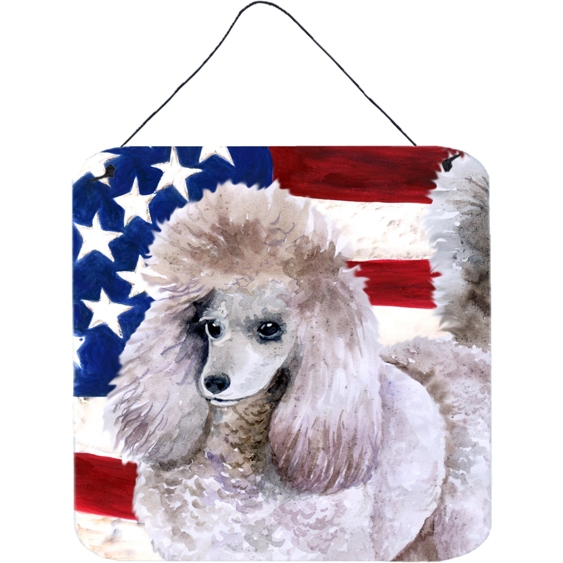 &quotCaroline's Treasures Poodle Patriotic Metal Print, 6h x 6w, USA American Flag"