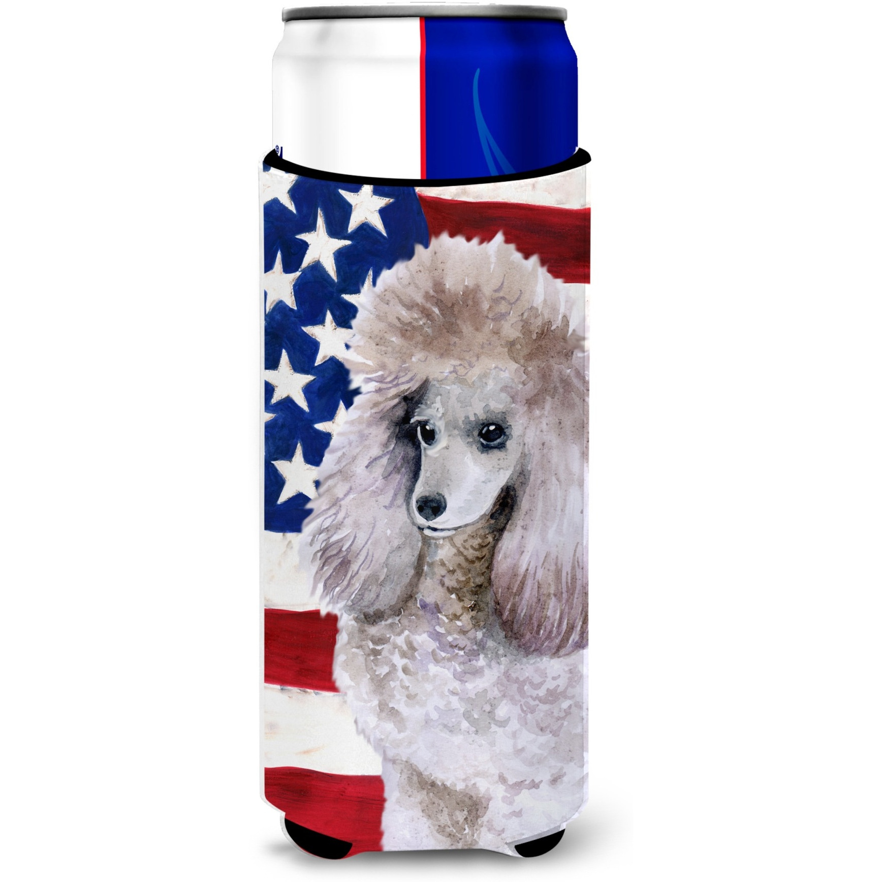&quotCaroline's Treasures Poodle Patriotic Decorative Can Hugger, Slim, Multicolor"