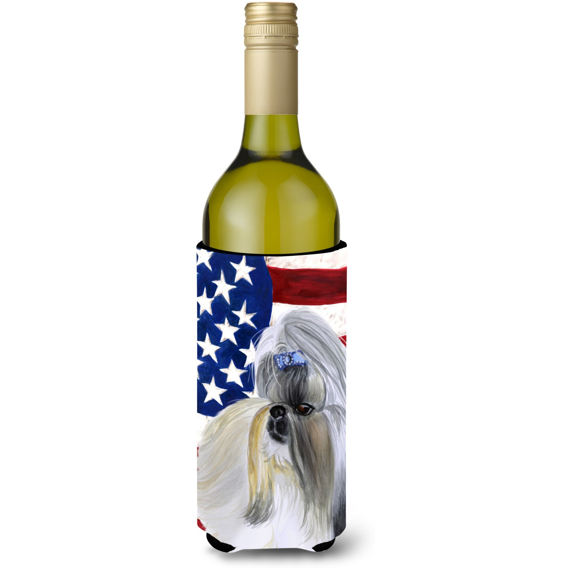 &quotCaroline's Treasures Shih Tzu Patriotic Decorative Bottle Hugger, 750ml, Multicolor"
