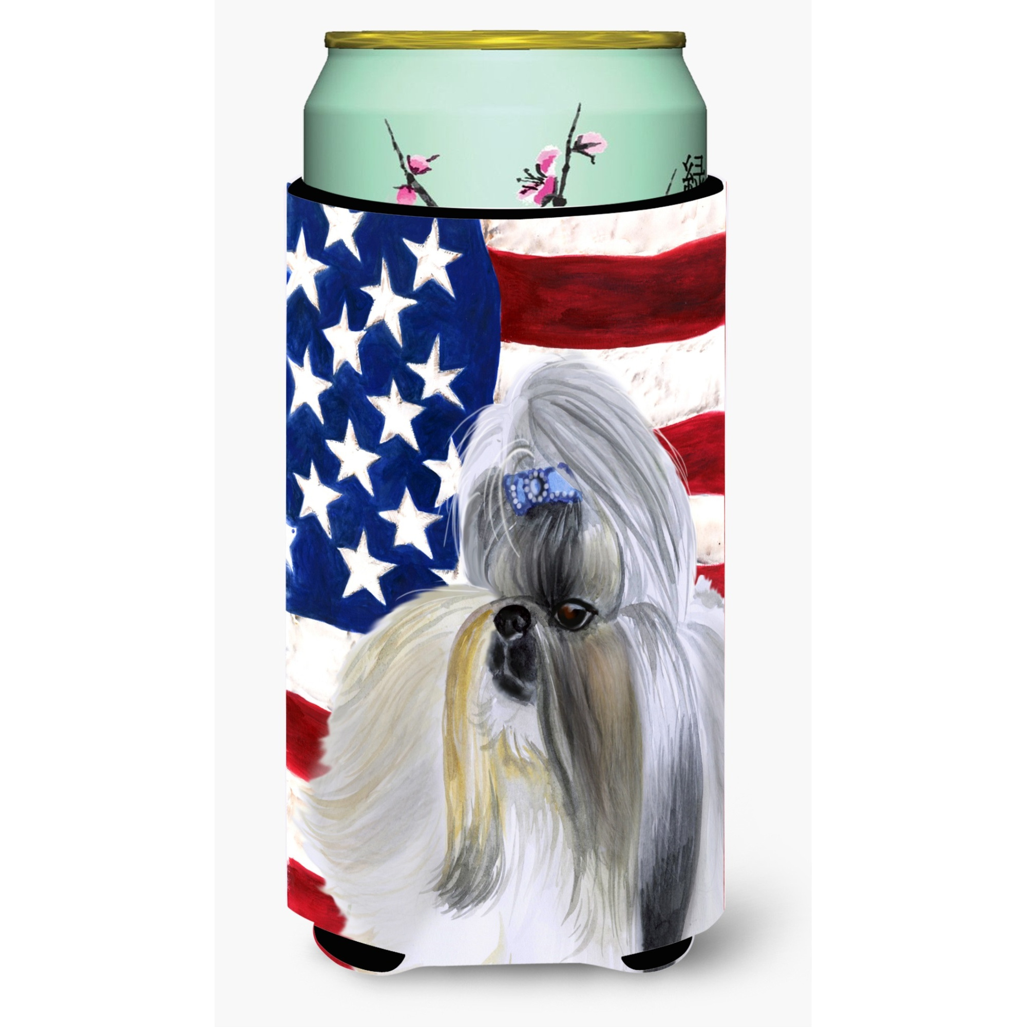 &quotCaroline's Treasures Shih Tzu Patriotic Decorative Can Hugger, Tall Boy, Multicolor"