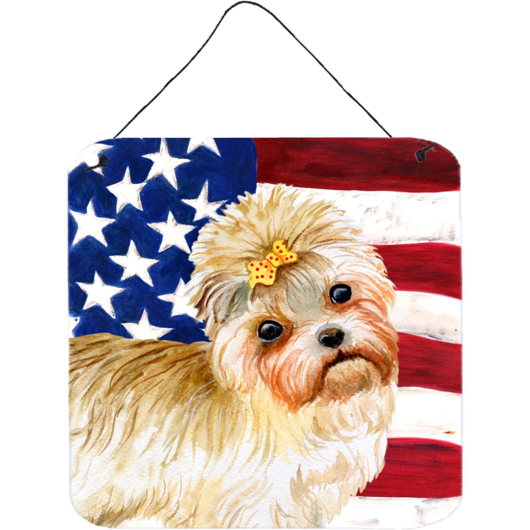 &quotCaroline's Treasures Morkie Patriotic Metal Print, 6h x 6w, USA American Flag"