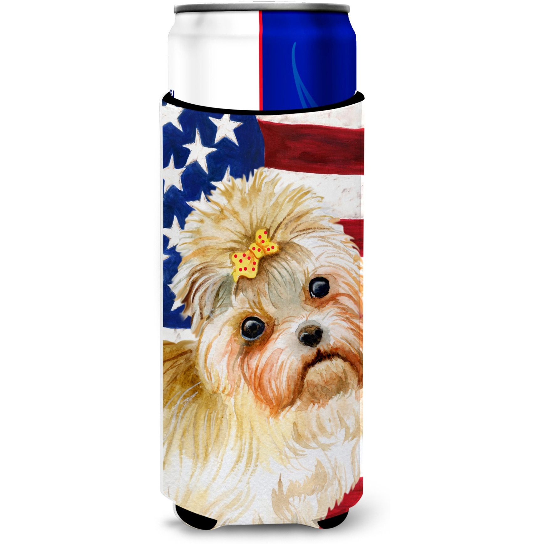 &quotCaroline's Treasures Morkie Patriotic Decorative Can Hugger, Slim, Multicolor"