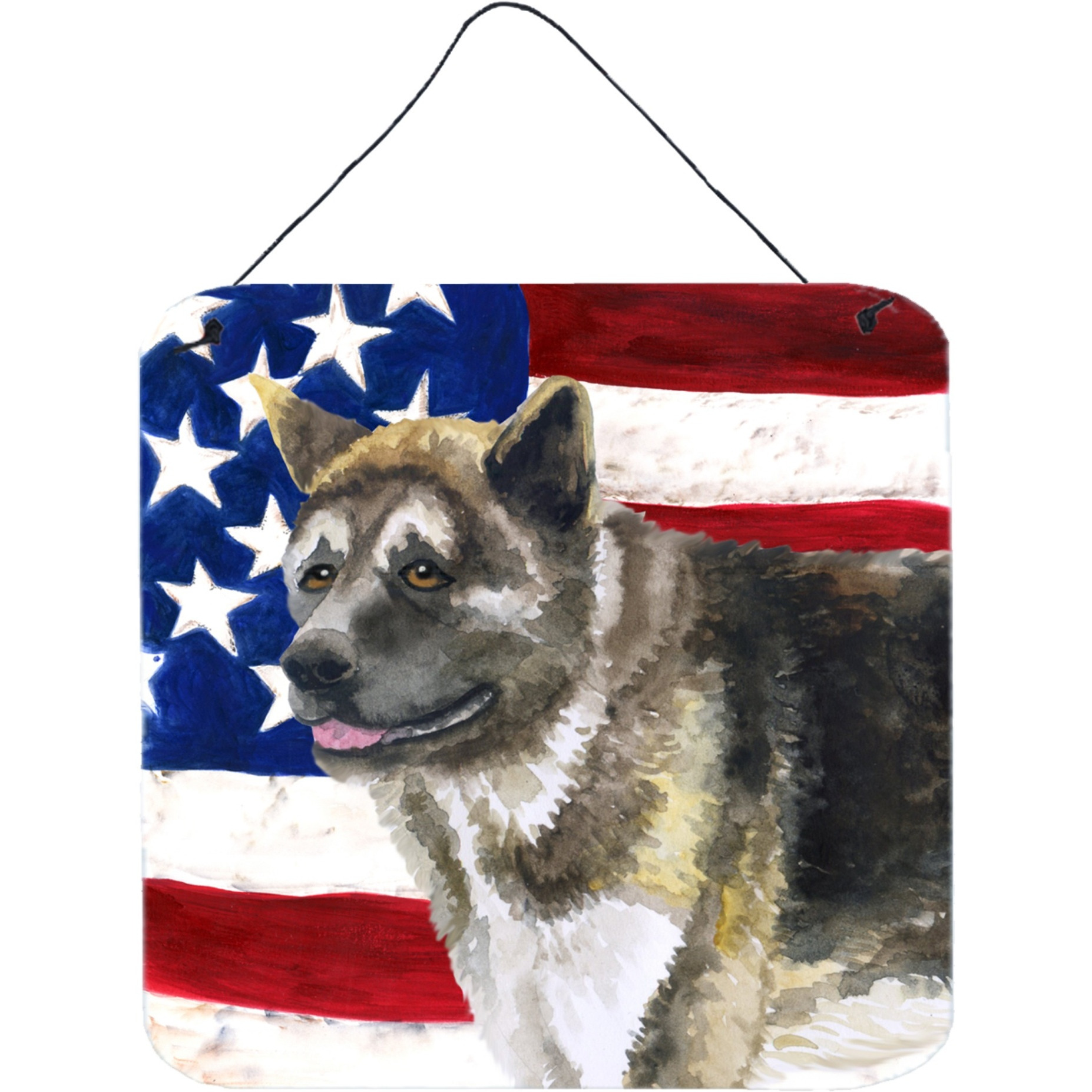 &quotCaroline's Treasures Akita Patriotic Metal Print, 6h x 6w, USA American Flag"