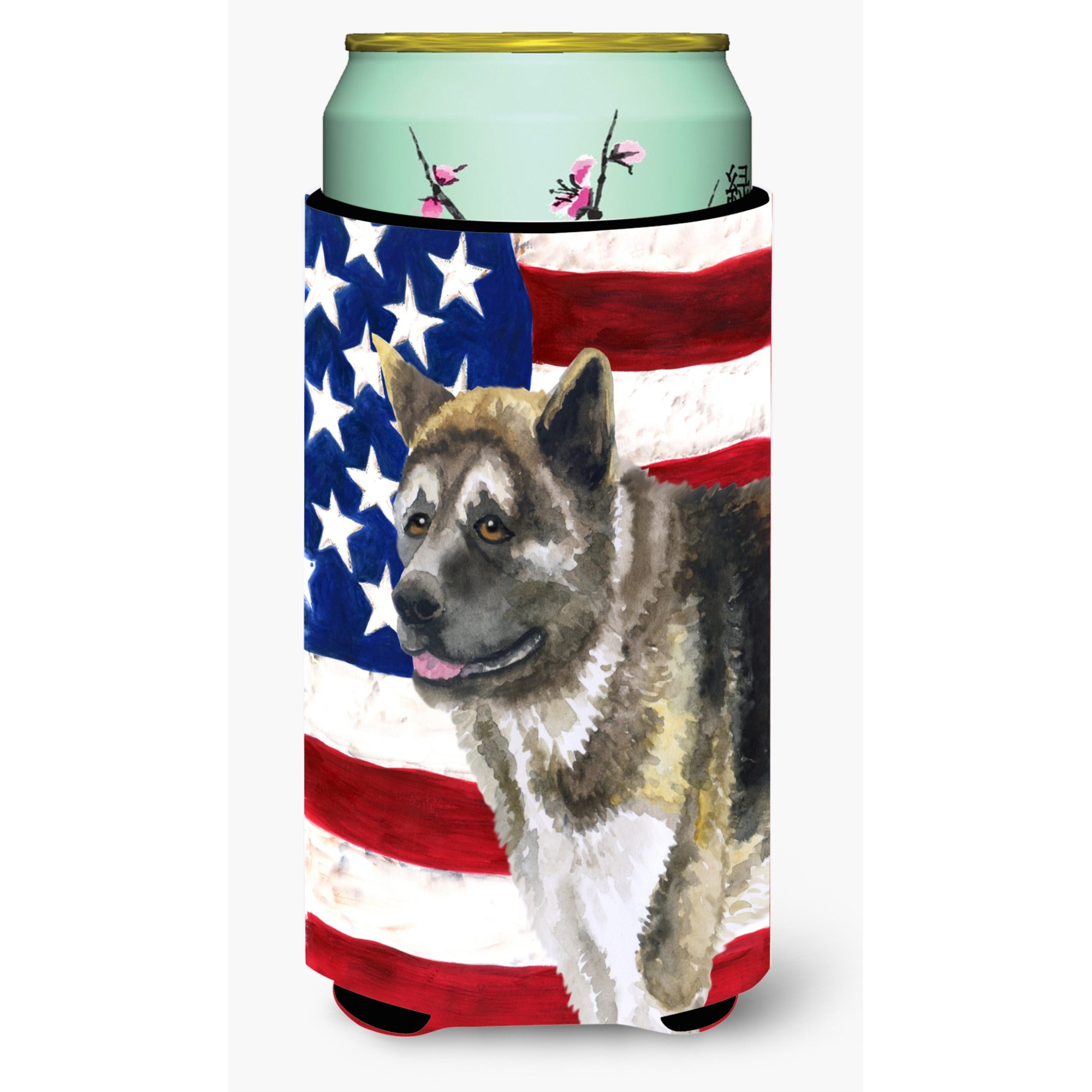 &quotCaroline's Treasures American Akita Patriotic Decorative Can Hugger, Tall Boy, Multicolor"