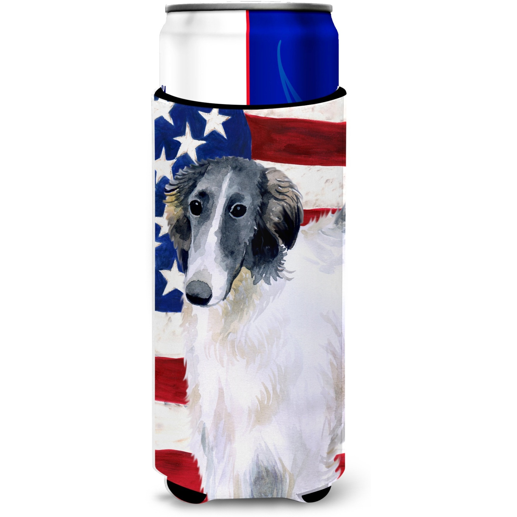 &quotCaroline's Treasures Borzoi Patriotic Decorative Can Hugger, Slim, Multicolor"