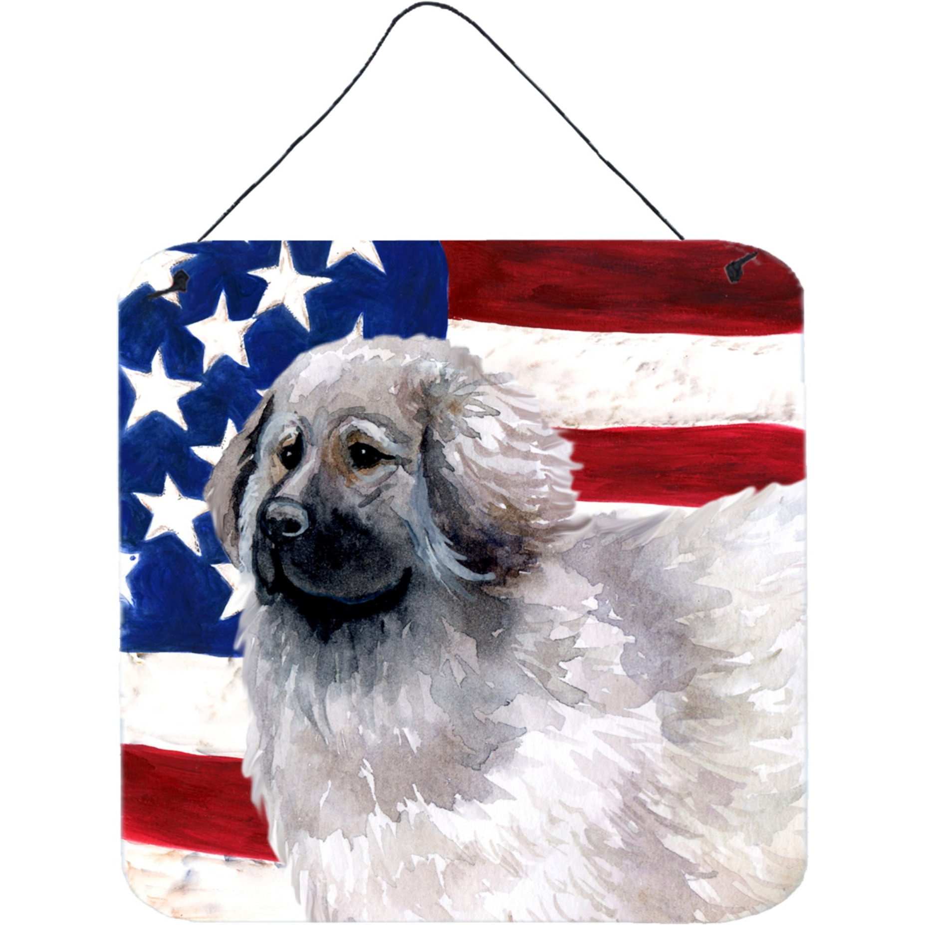 &quotCaroline's Treasures Moscow Watchdog Patriotic Metal Print, 6h x 6w, USA American Flag"