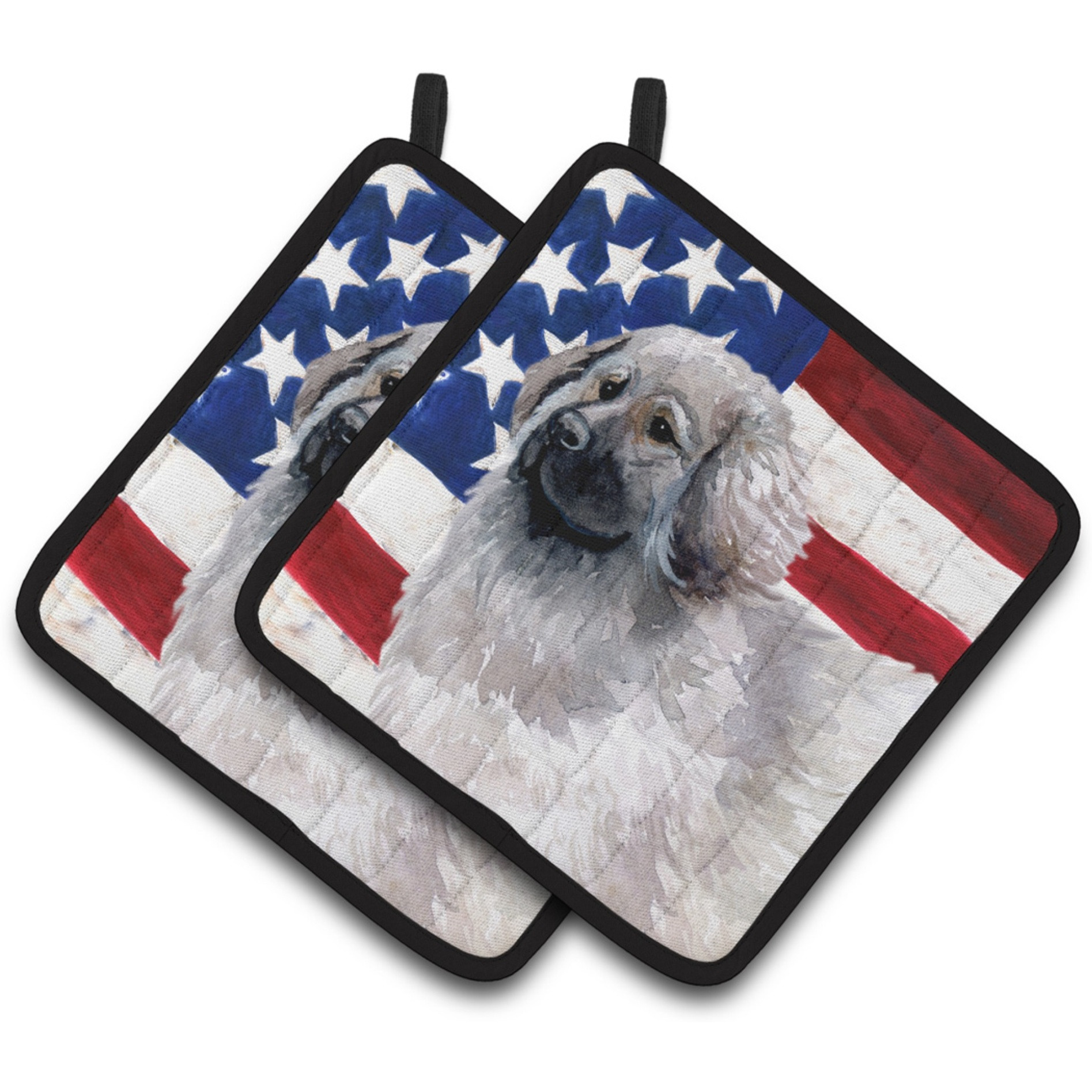 &quotCaroline's Treasures Moscow Watchdog Patriotic Decorated pot holder, 7.5H x 7.5W, USA American Flag"