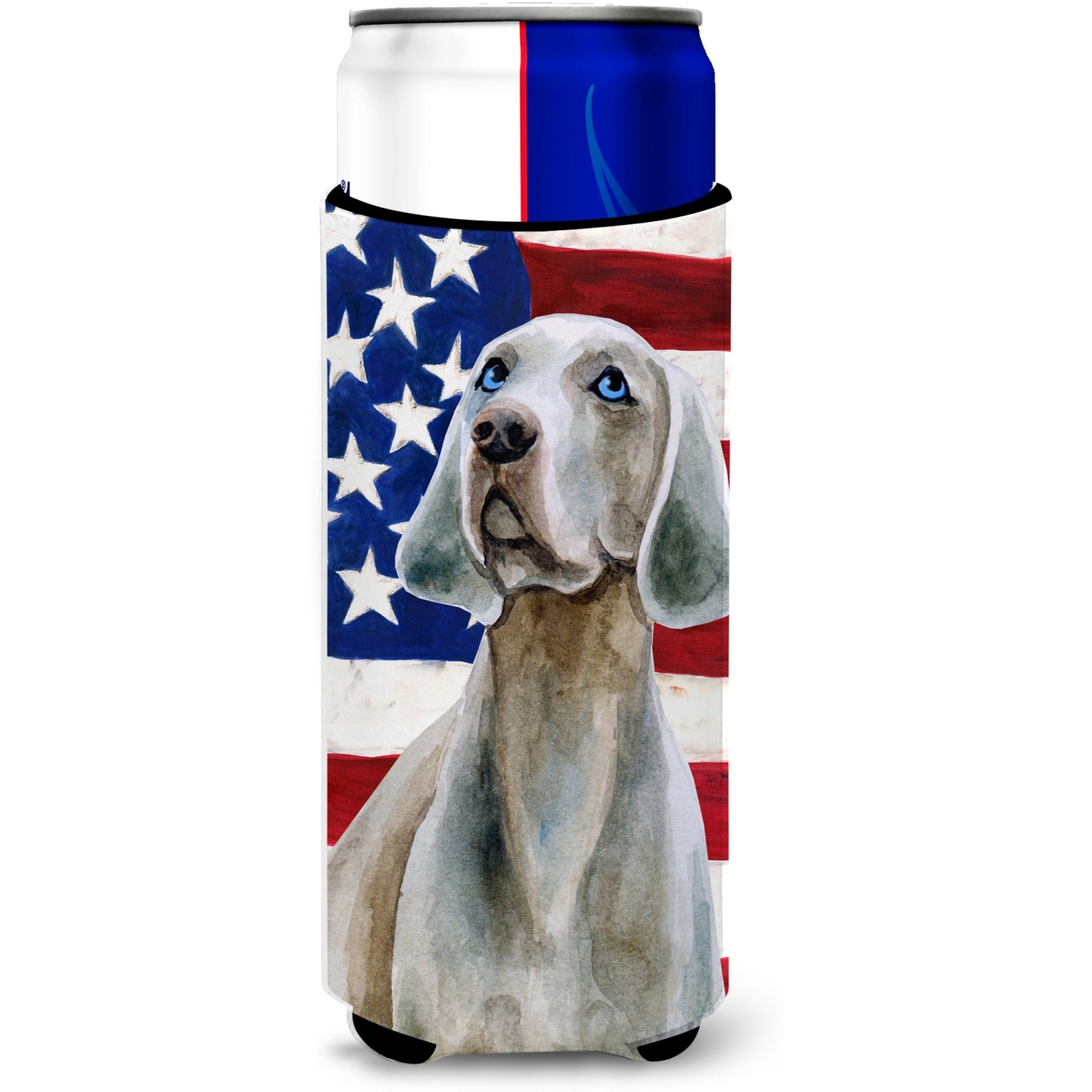 &quotCaroline's Treasures Weimaraner Patriotic Decorative Can Hugger, Slim, Multicolor"