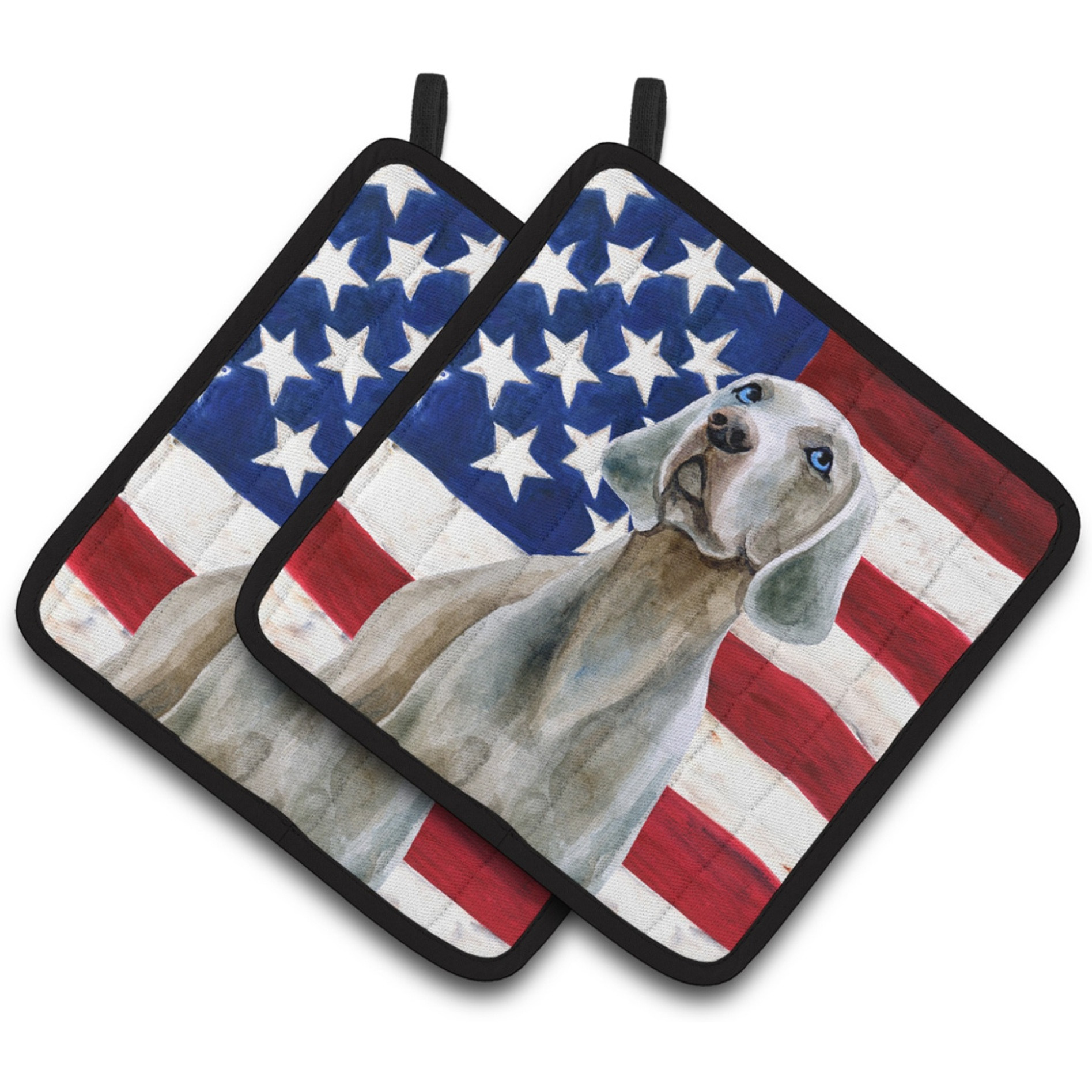 &quotCaroline's Treasures Weimaraner Patriotic Decorated pot holder, 7.5H x 7.5W, USA American Flag"