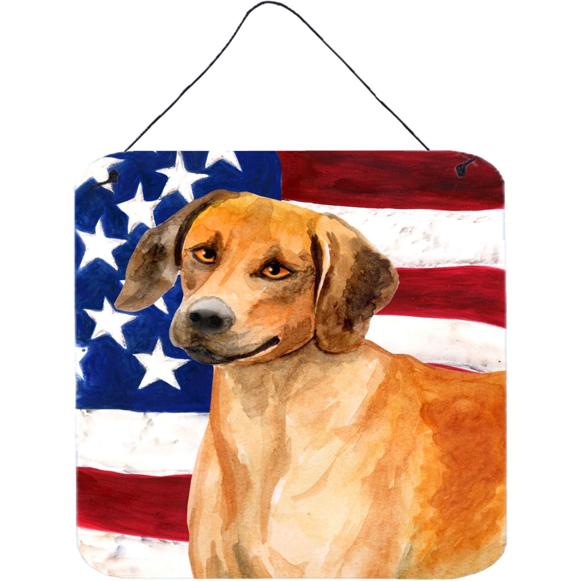 &quotCaroline's Treasures Rhodesian Ridgeback Patriotic Metal Print, 6h x 6w, USA American Flag"