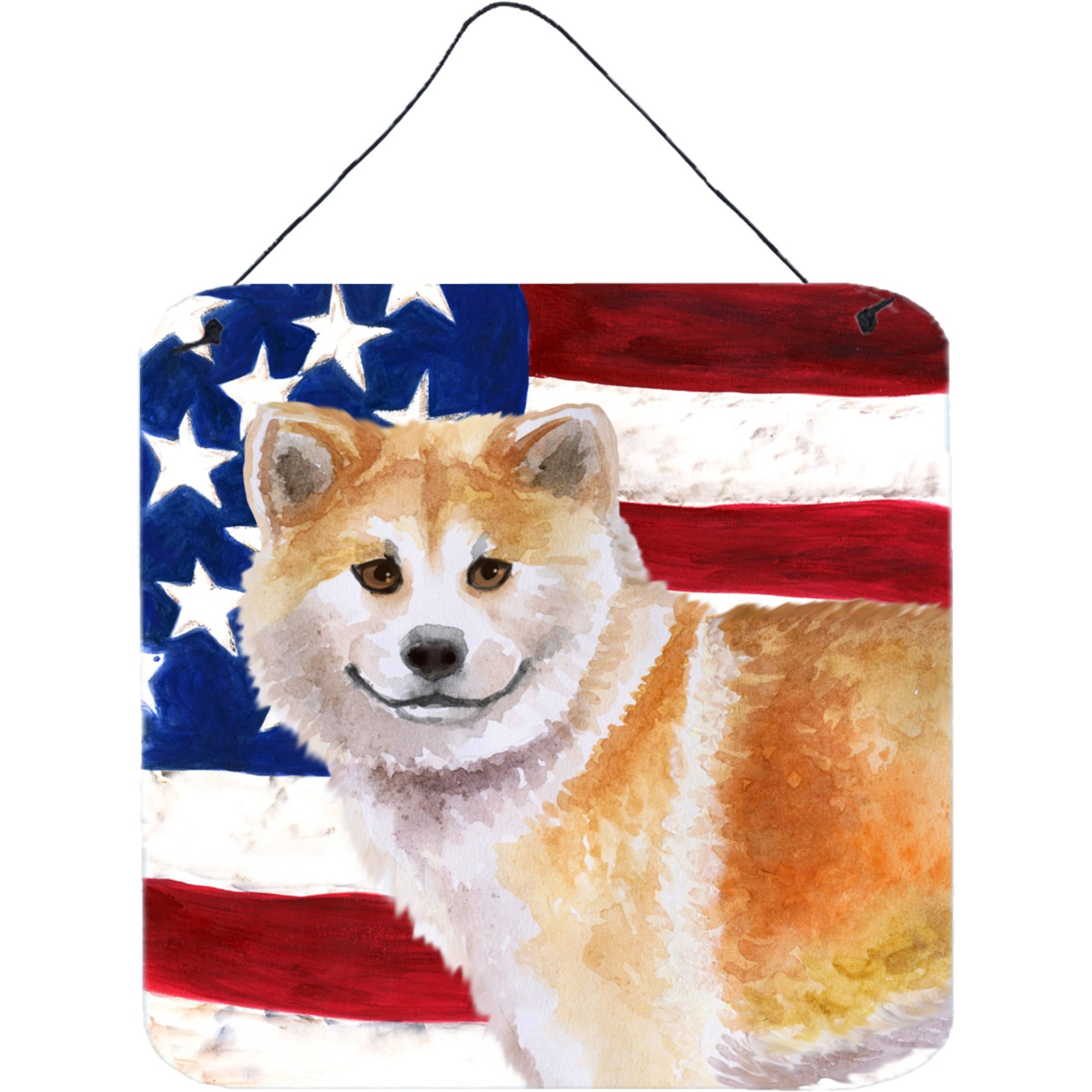 &quotCaroline's Treasures Shiba Inu Patriotic Metal Print, 6h x 6w, USA American Flag"