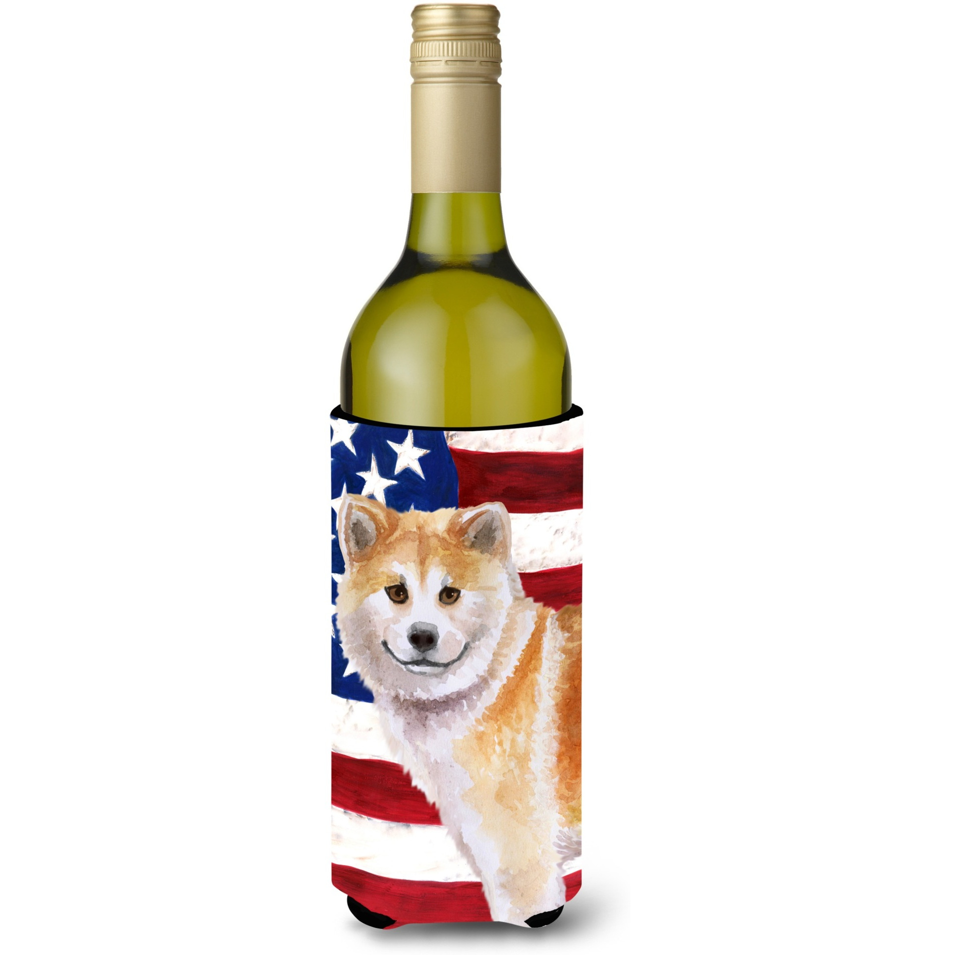 &quotCaroline's Treasures Shiba Inu Patriotic Decorative Bottle Hugger, 750ml, Multicolor"