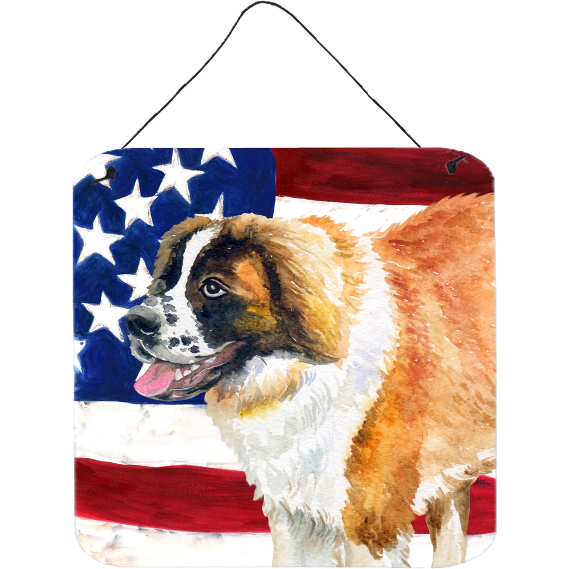 &quotCaroline's Treasures Saint Bernard Patriotic Metal Print, 6h x 6w, USA American Flag"