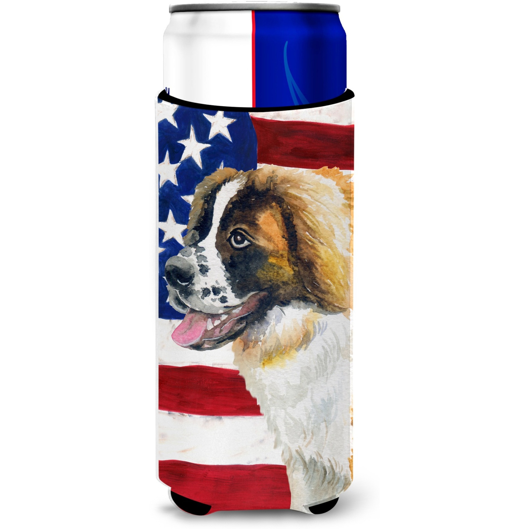 &quotCaroline's Treasures Saint Bernard Patriotic Decorative Can Hugger, Slim, Multicolor"