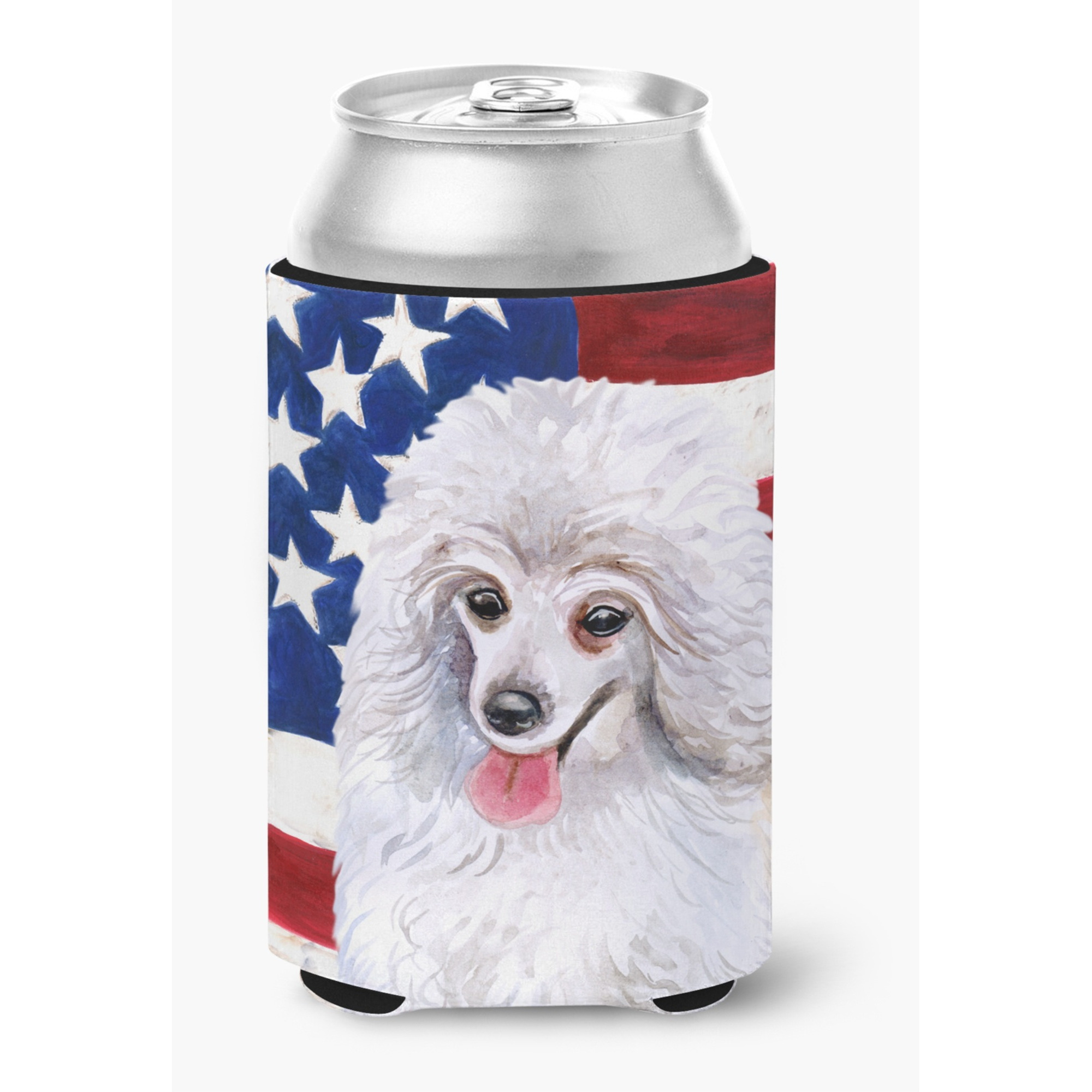 &quotCaroline's Treasures Medium White Poodle Patriotic Decorative Can Hugger, Multicolor"