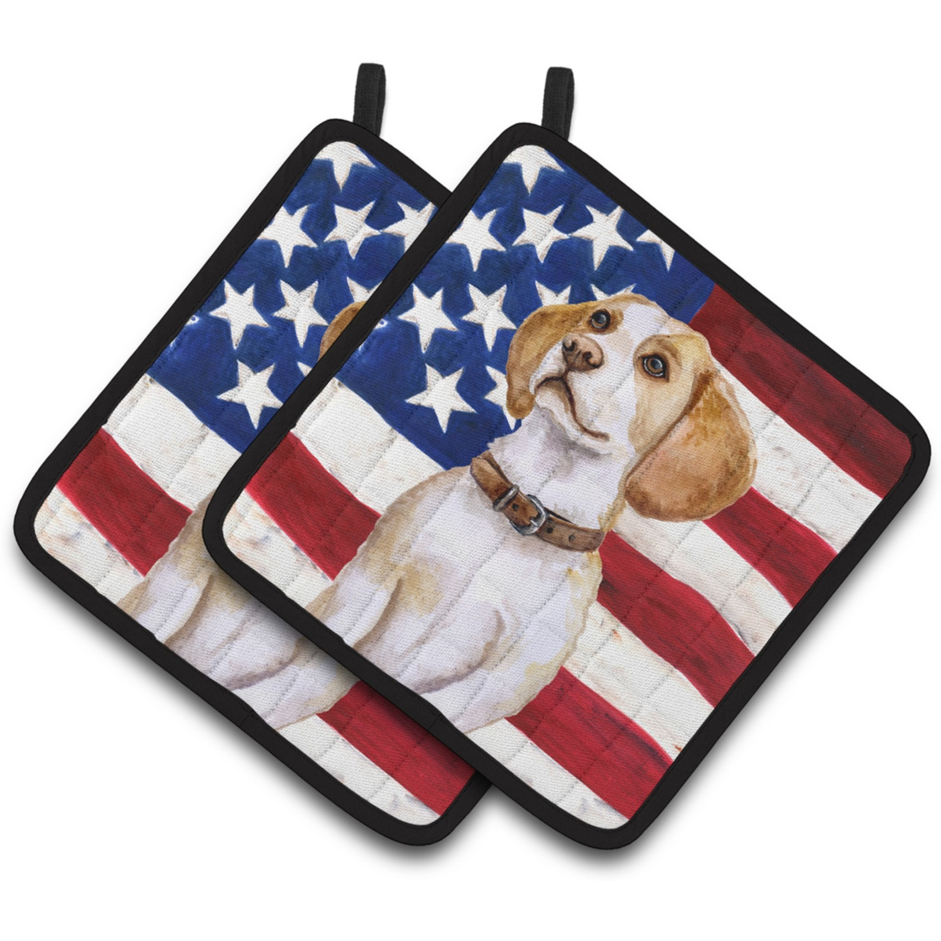 &quotCaroline's Treasures Beagle Patriotic Decorated pot holder, 7.5H x 7.5W, USA American Flag"