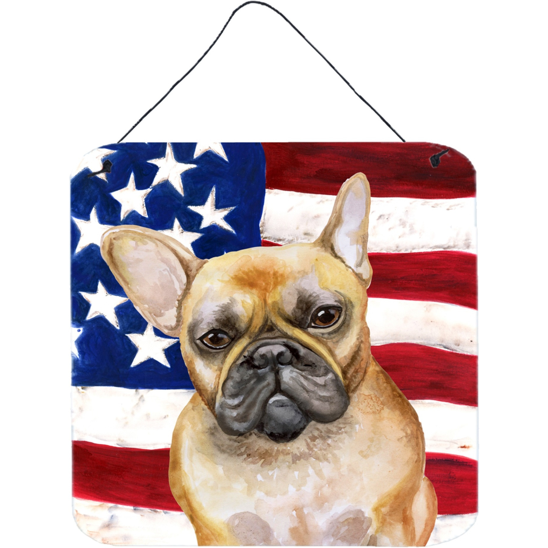 &quotCaroline's Treasures French Bulldog Patriotic Metal Print, 6h x 6w, USA American Flag"