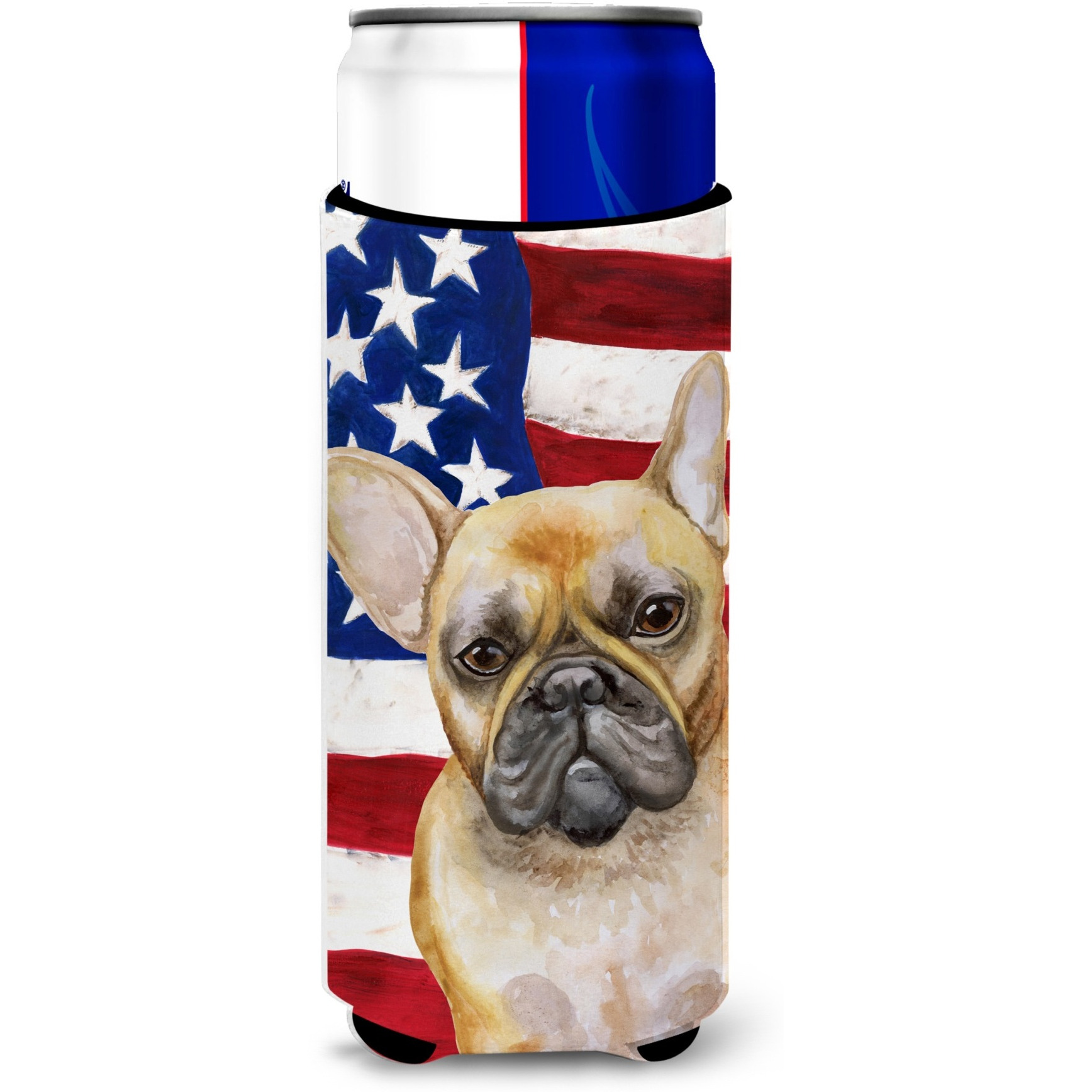 &quotCaroline's Treasures French Bulldog Patriotic Decorative Can Hugger, Slim, Multicolor"