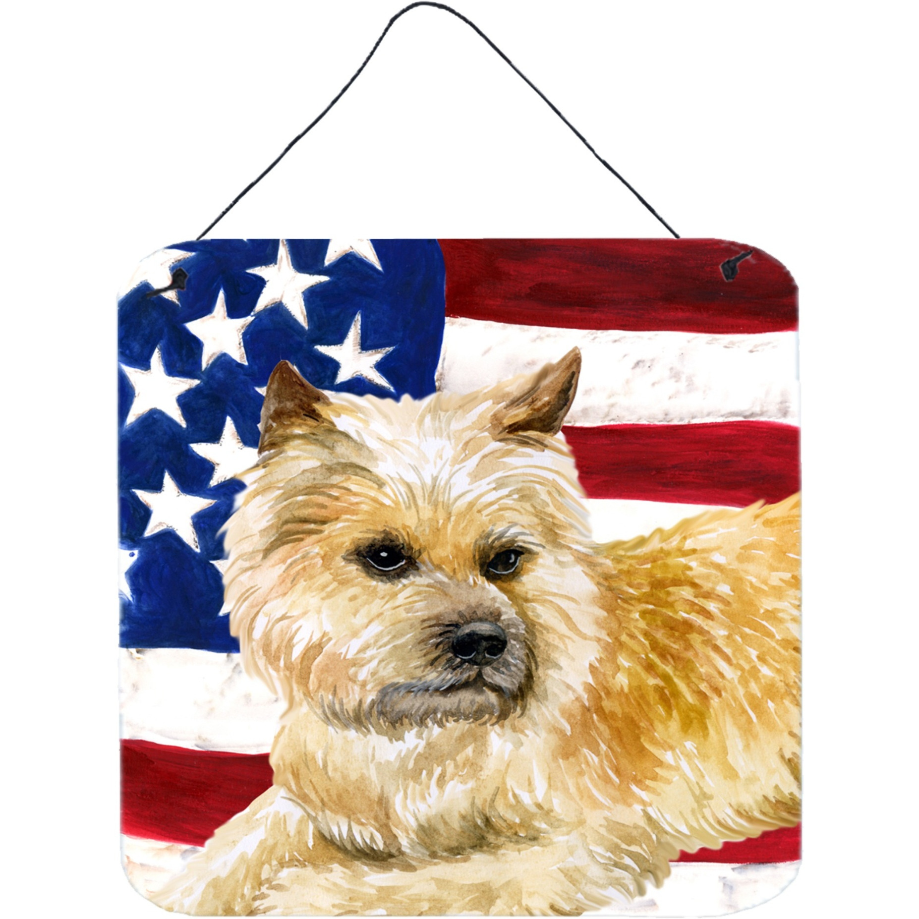 &quotCaroline's Treasures Cairn Terrier Patriotic Metal Print, 6h x 6w, USA American Flag"