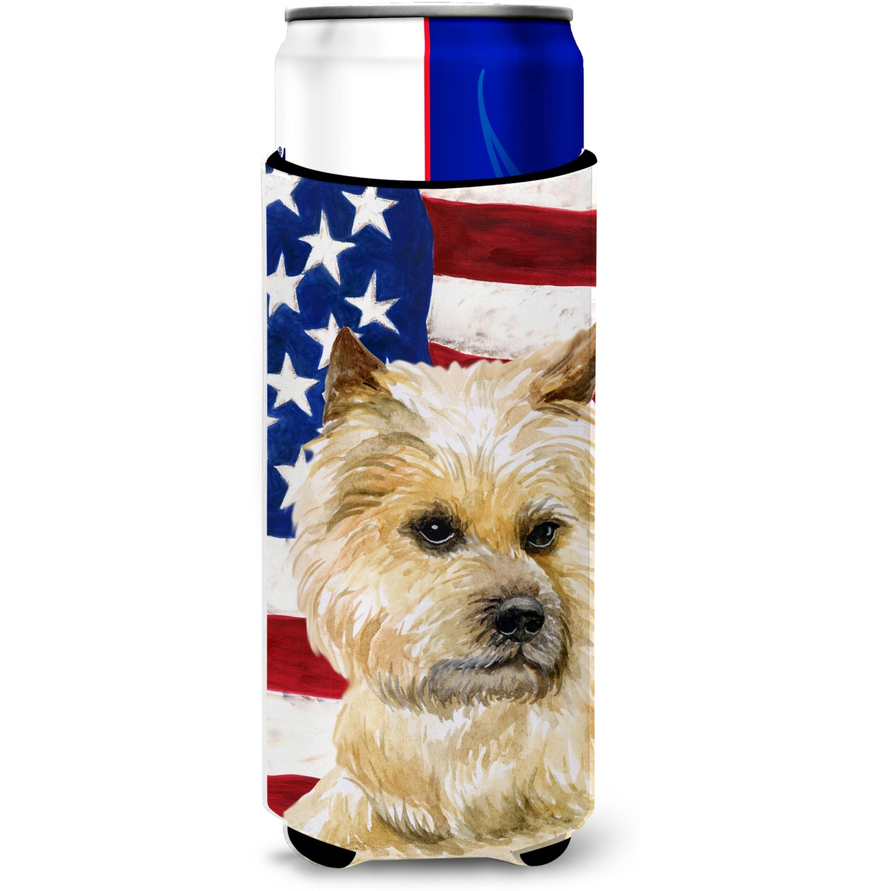 &quotCaroline's Treasures Cairn Terrier Patriotic Decorative Can Hugger, Slim, Multicolor"