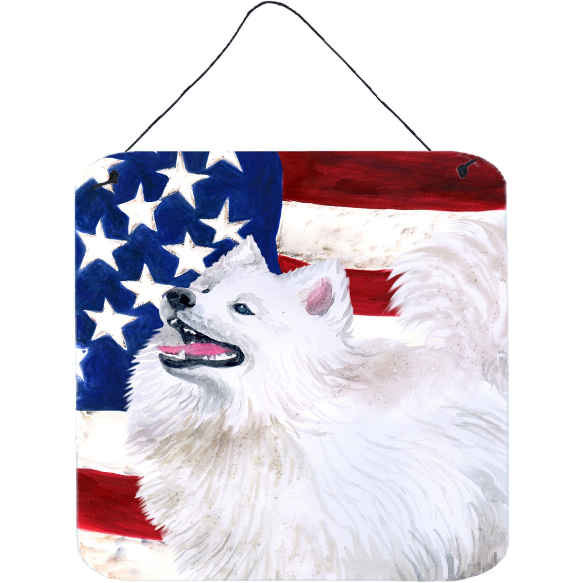 &quotCaroline's Treasures Samoyed Patriotic Metal Print, 6h x 6w, USA American Flag"