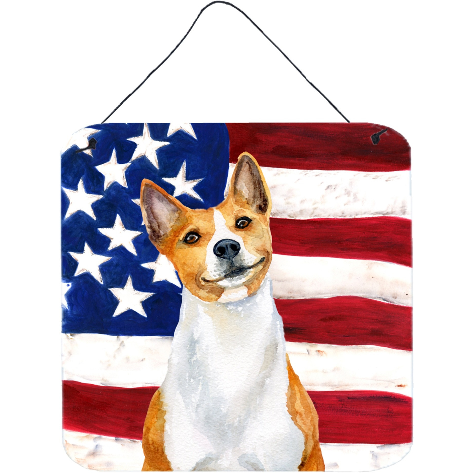 &quotCaroline's Treasures Basenji Patriotic Metal Print, 6h x 6w, USA American Flag"