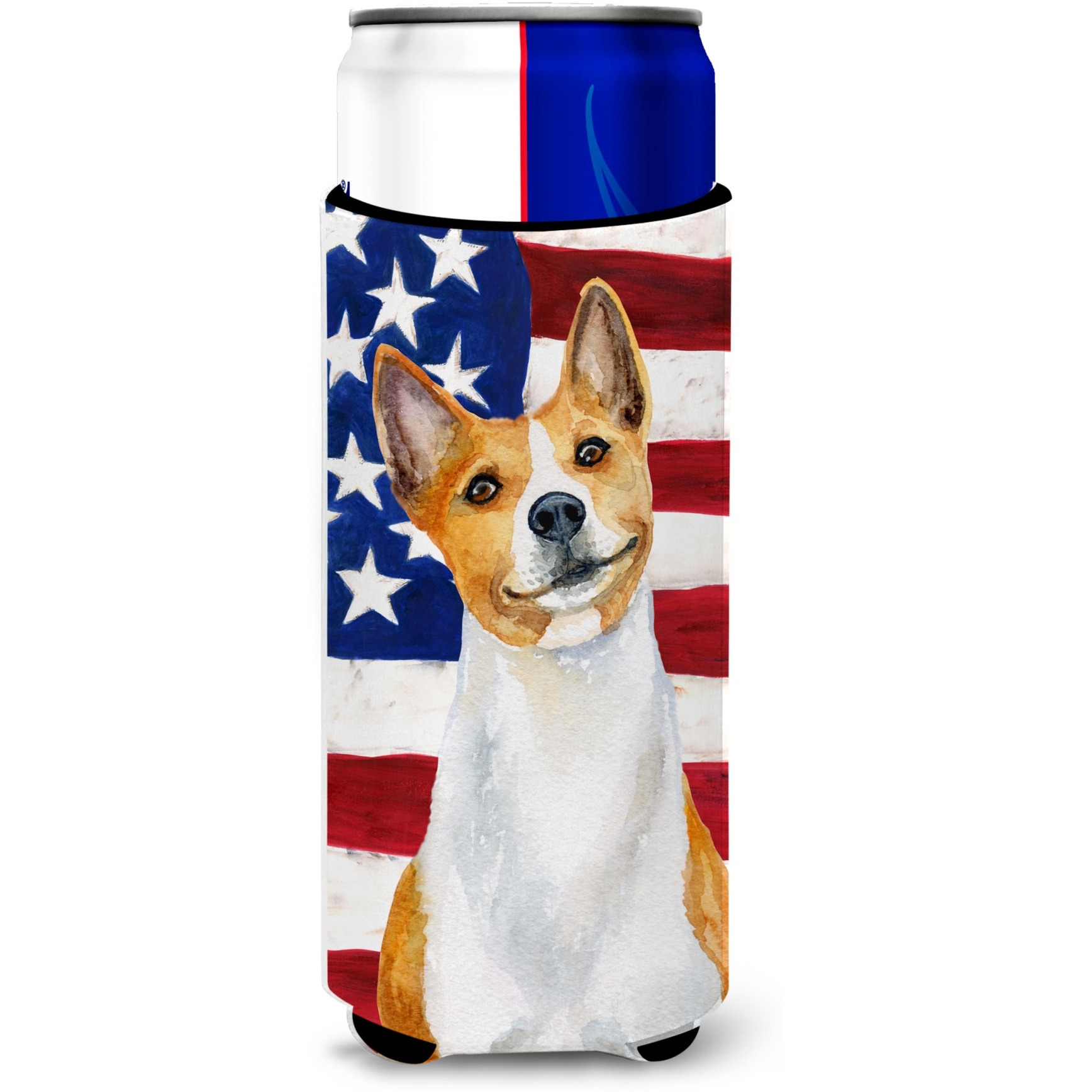 &quotCaroline's Treasures Basenji Patriotic Decorative Can Hugger, Slim, Multicolor"